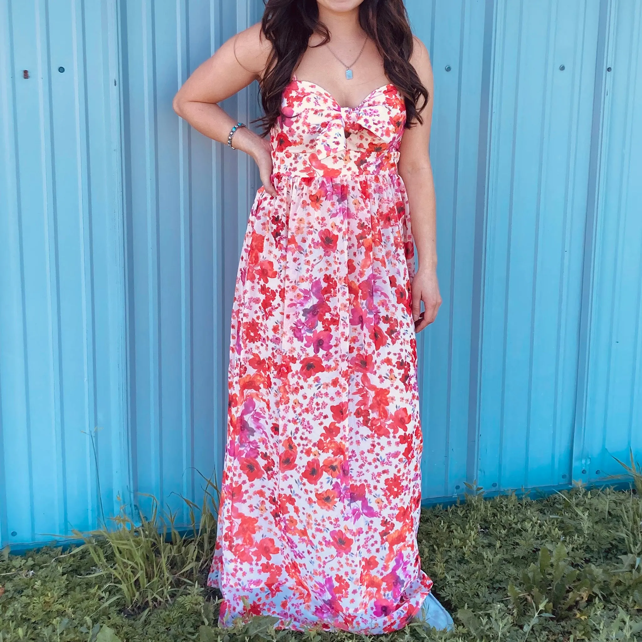 Pretty Follies Women's Red Floral Sleeveless Dress