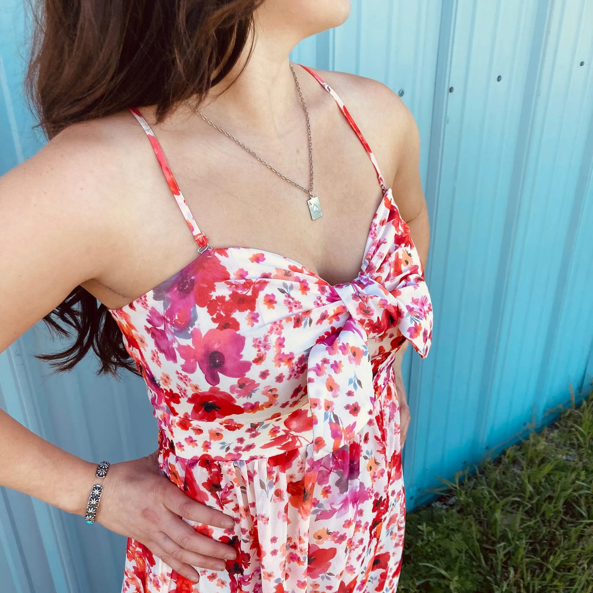 Pretty Follies Women's Red Floral Sleeveless Dress