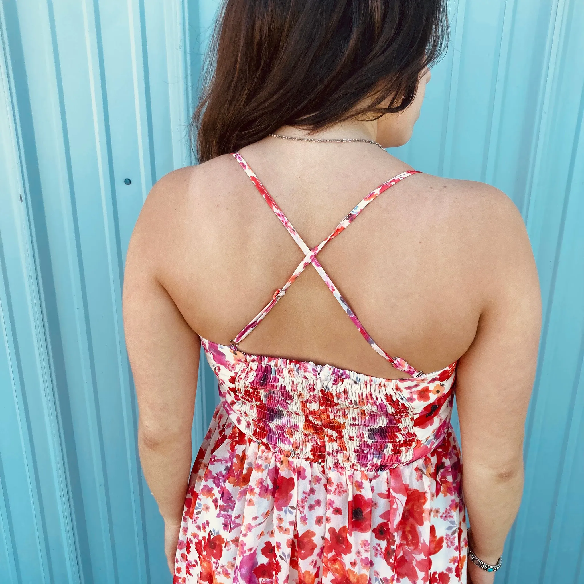 Pretty Follies Women's Red Floral Sleeveless Dress