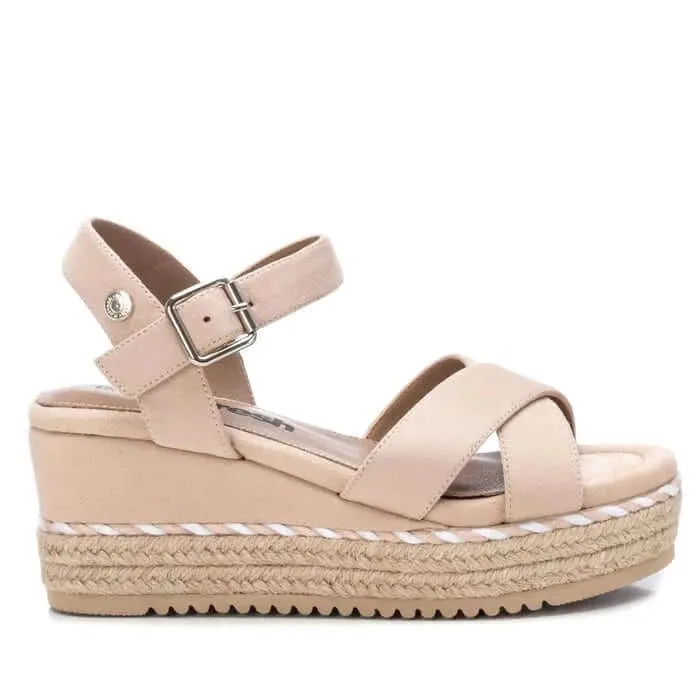 Refresh Beige Crossover Toe Wedge Sandal