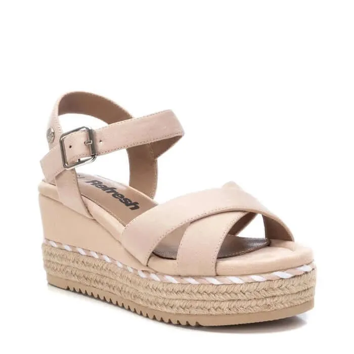Refresh Beige Crossover Toe Wedge Sandal
