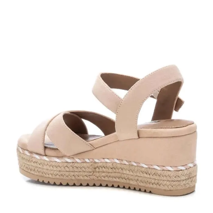 Refresh Beige Crossover Toe Wedge Sandal