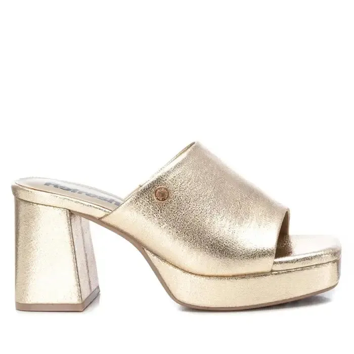 Refresh Gold Textile Mule Heels
