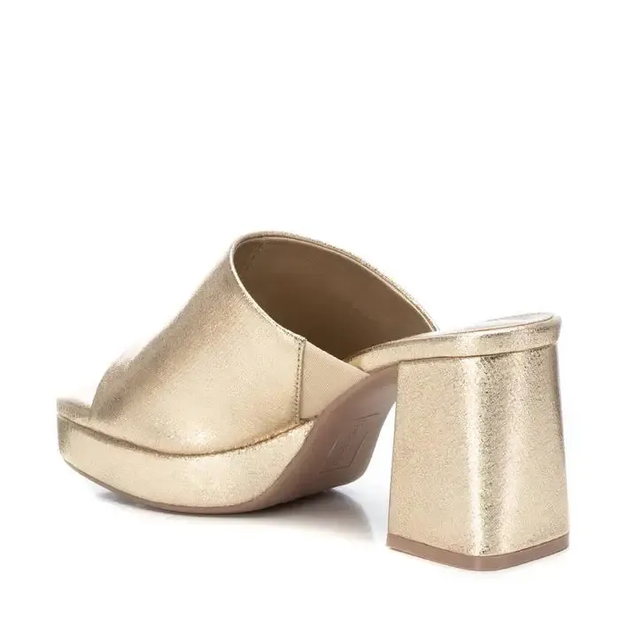 Refresh Gold Textile Mule Heels