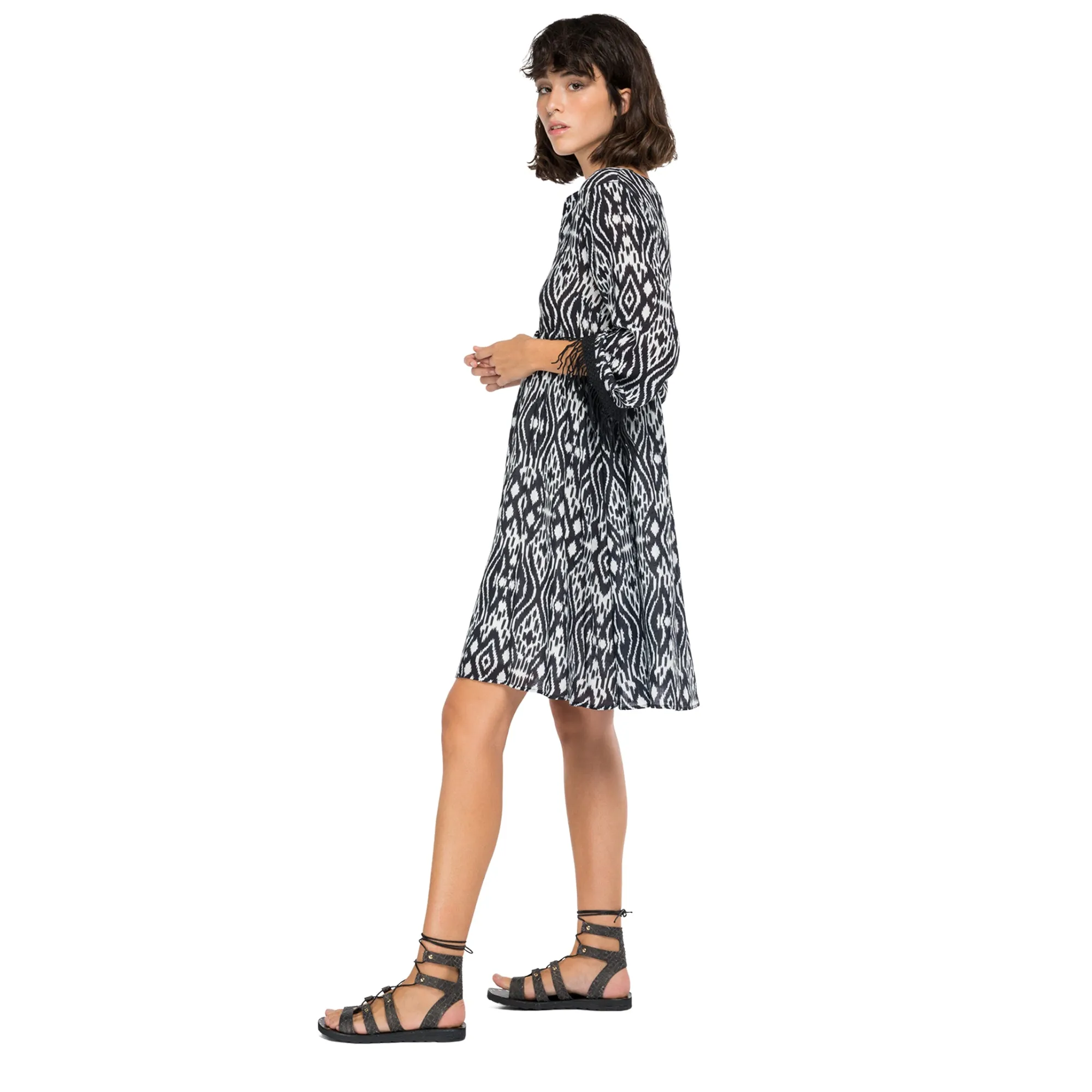 Replay Women's Dress In Jacquard Viscose With Ikat Pattern