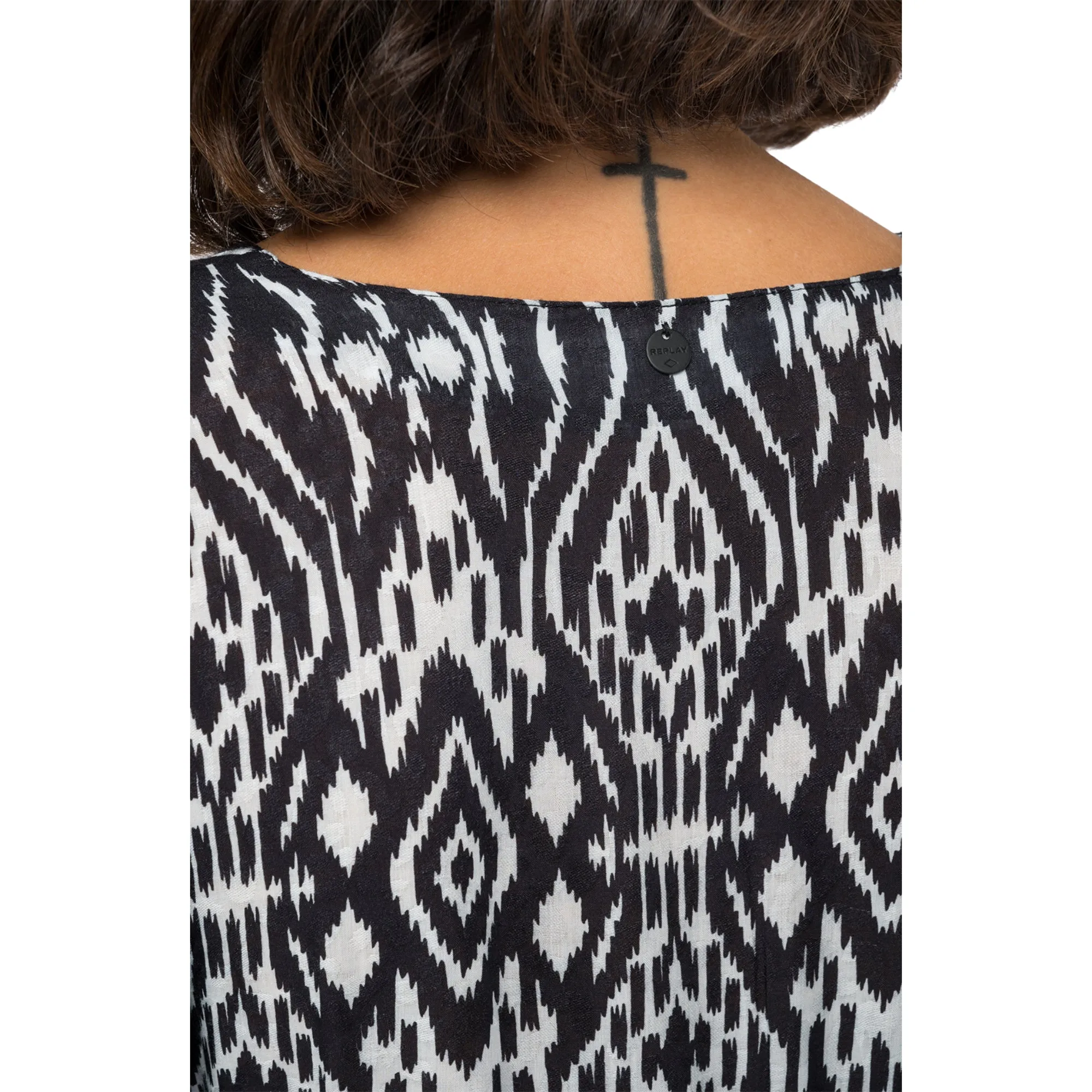 Replay Women's Dress In Jacquard Viscose With Ikat Pattern