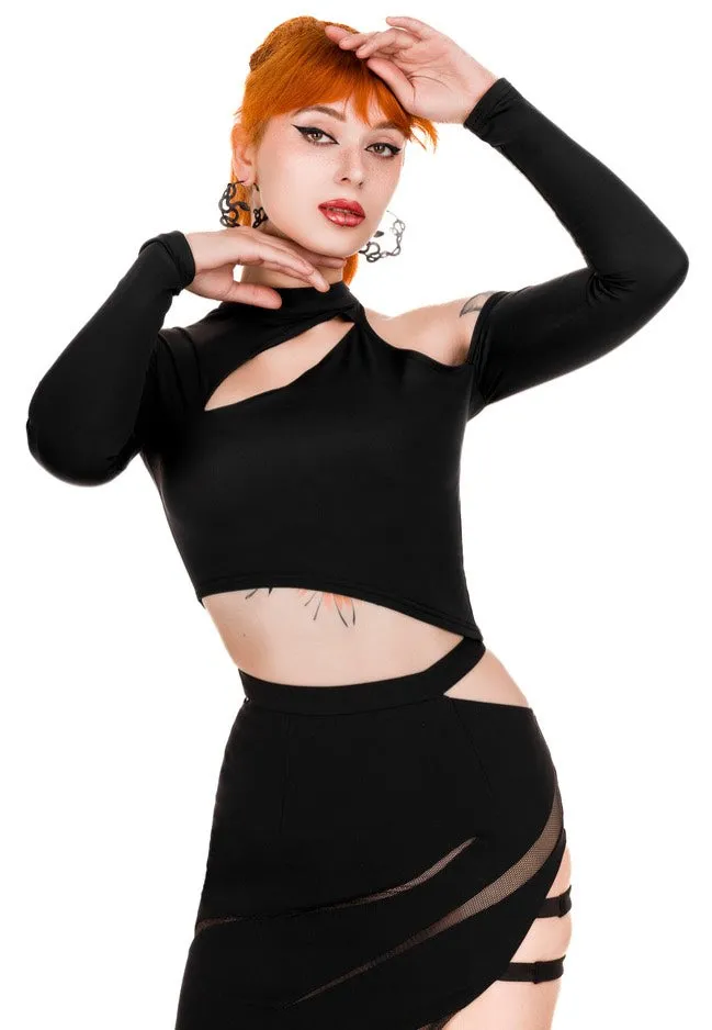 Restyle - Asymmetric Crop Black - Top