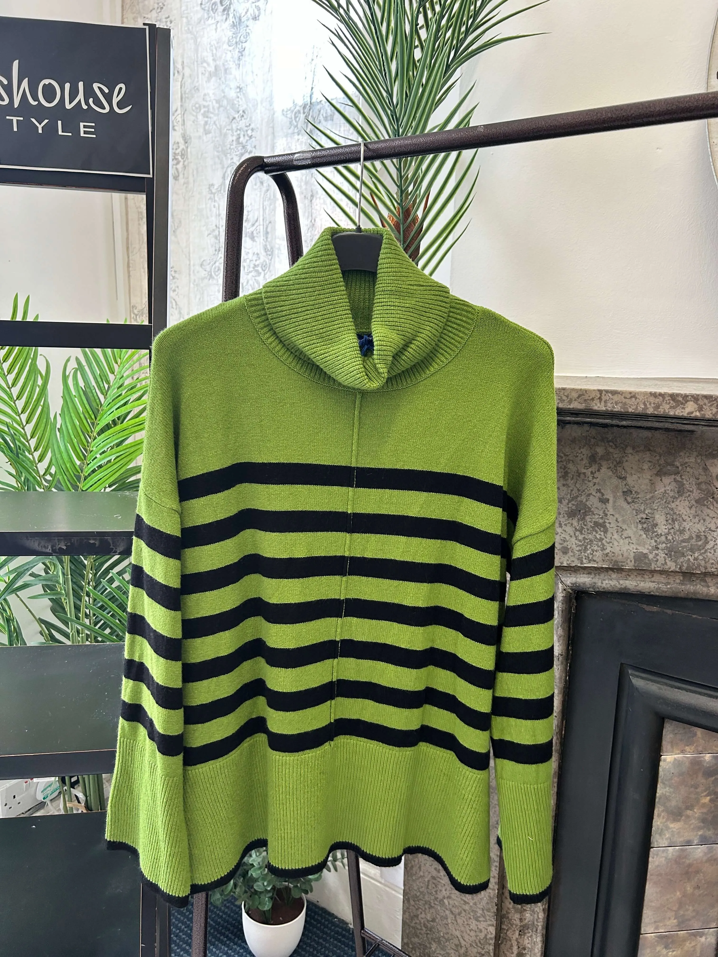 Roll Neck Striped Boxy Jumper