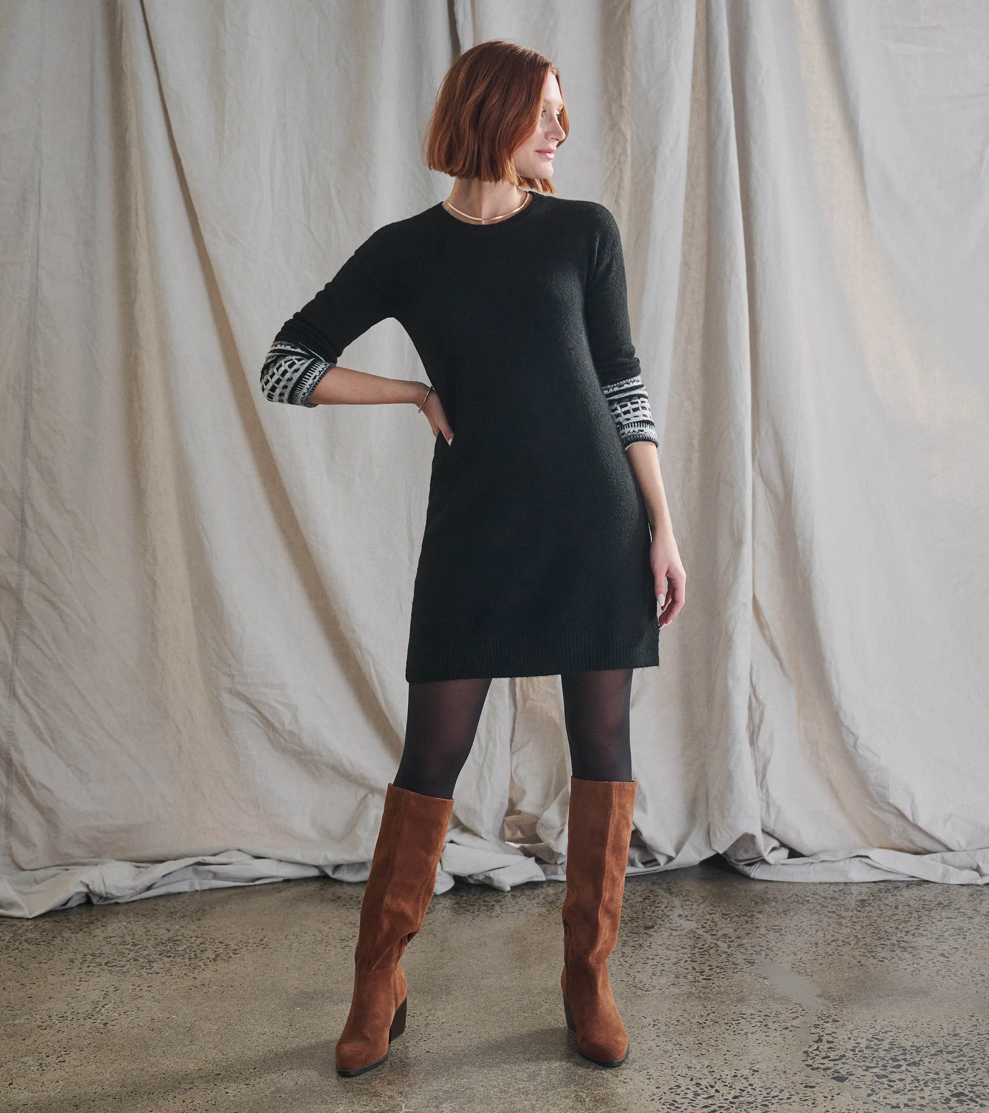 Sadie Sweater Dress - Black -Hatley