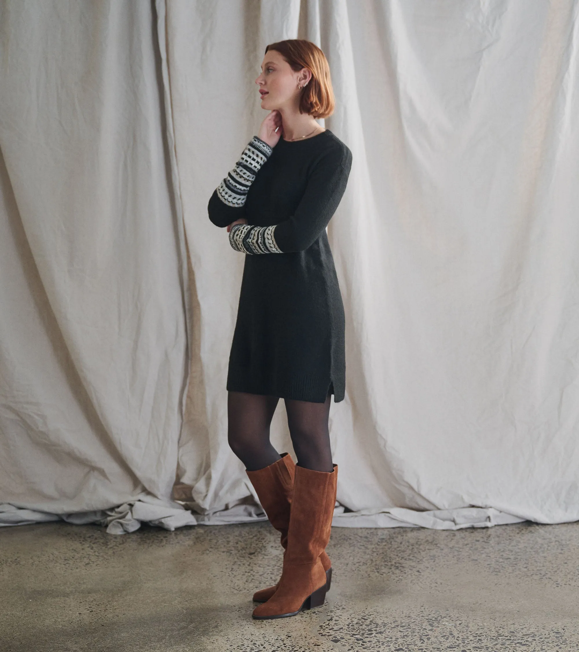 Sadie Sweater Dress - Black -Hatley