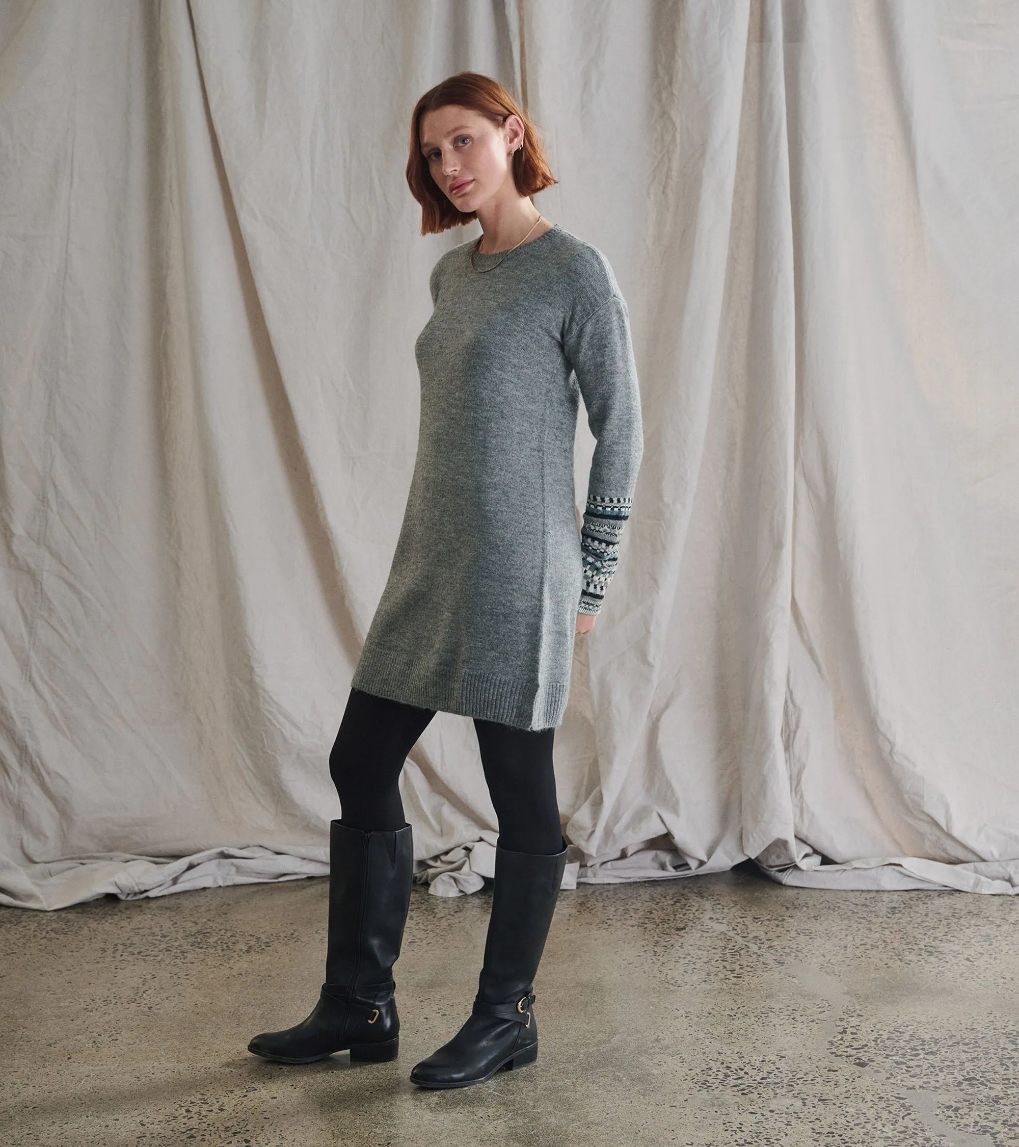 Sadie Sweater Dress - Charcoal Heather -Hatley