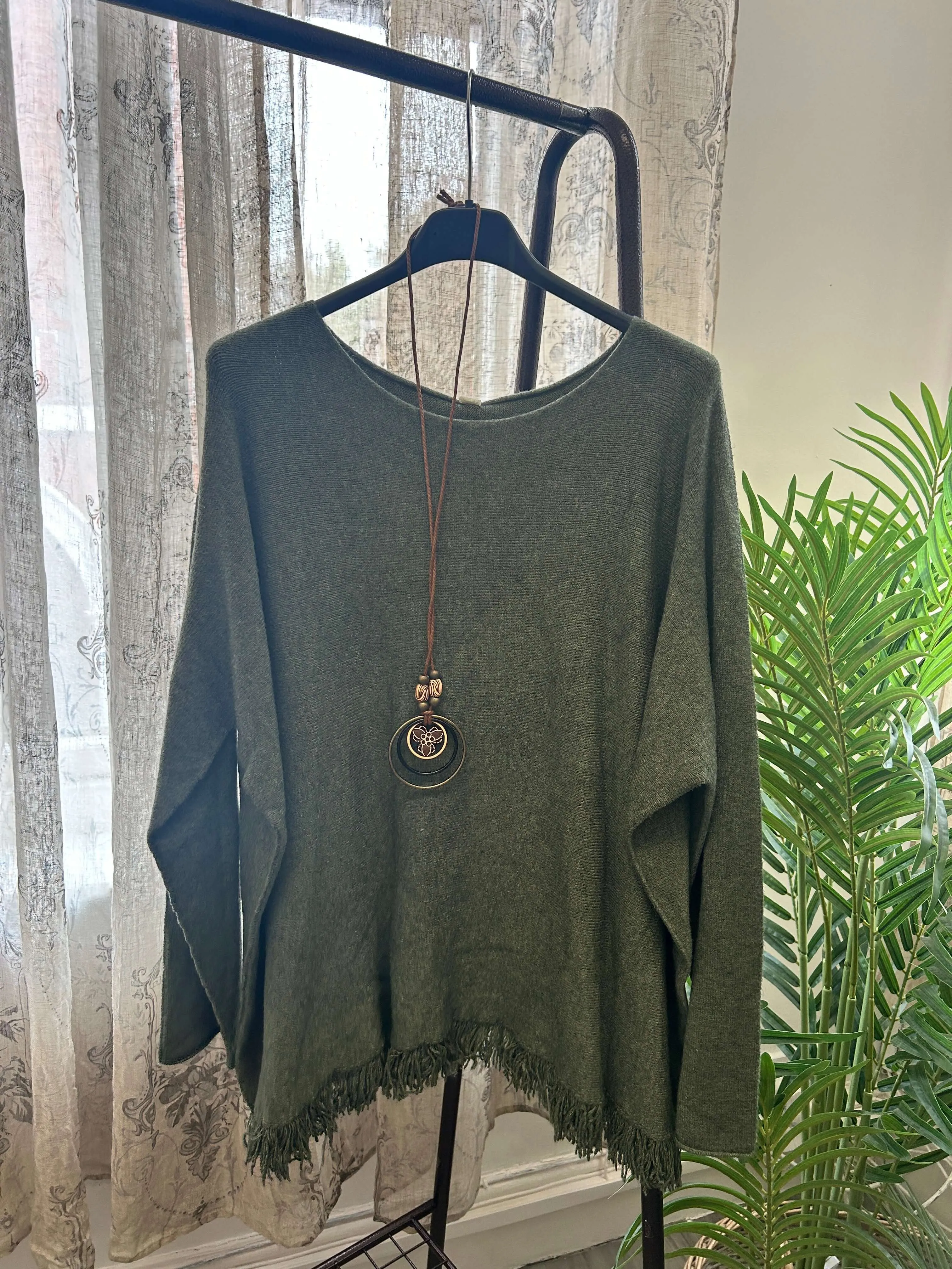 Sally Fringe Detail Round Neck Super Soft Knit Jumper