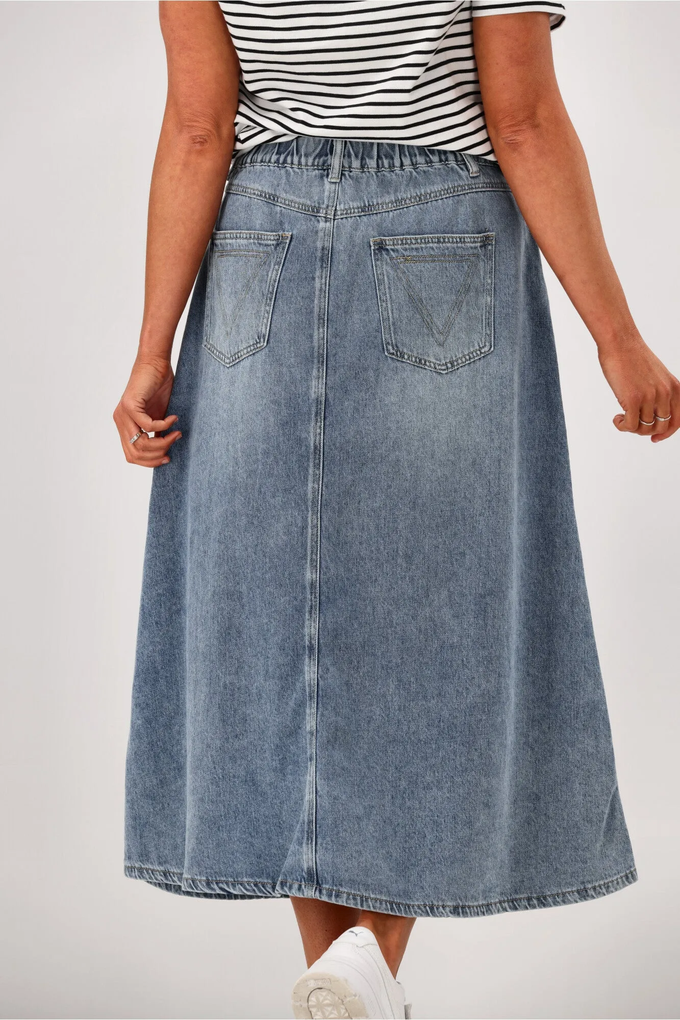 Shine On Label Hunter Fluid Denim Skirt Indigo
