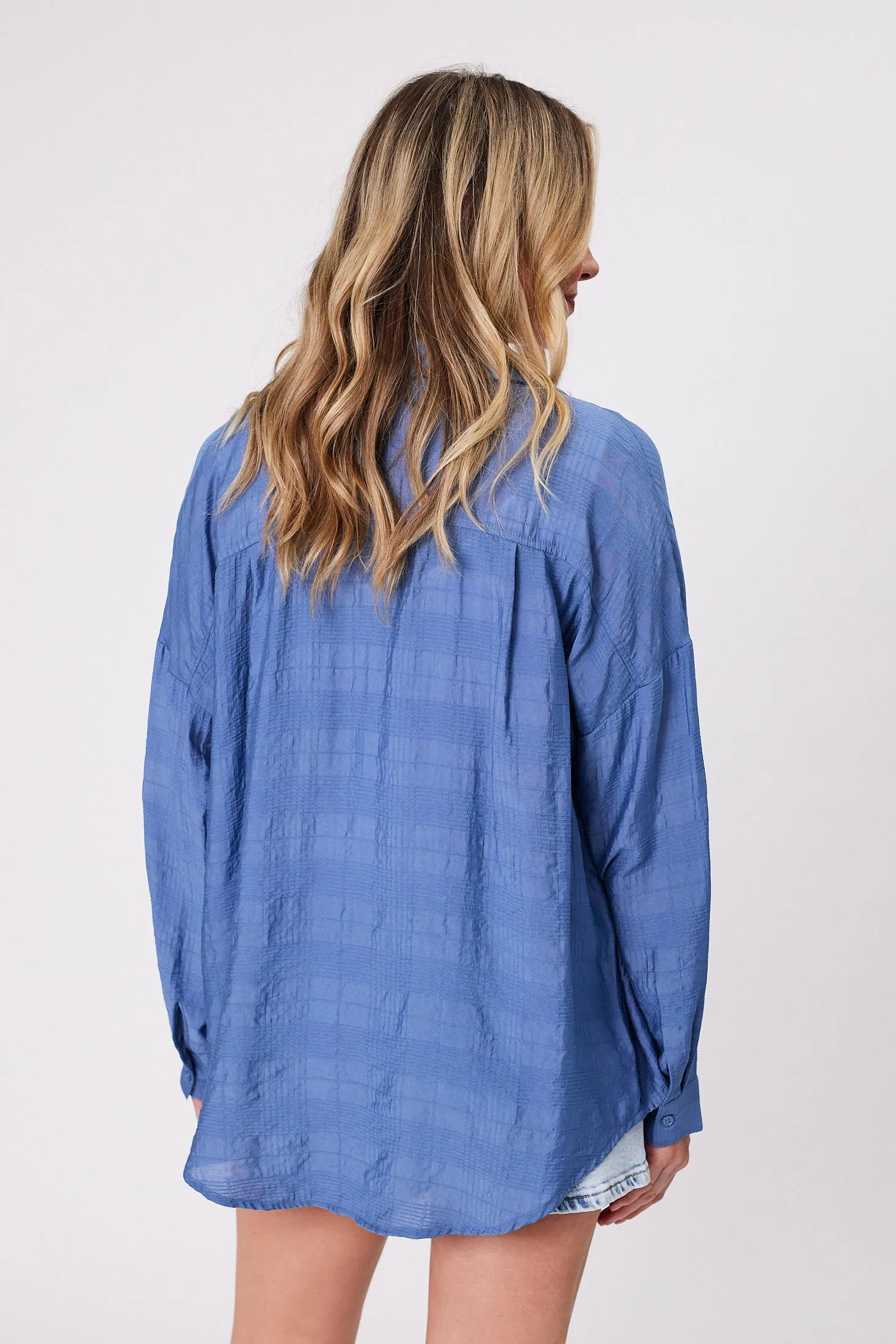 Shine On Label Zoe Self Check Shirt Blue