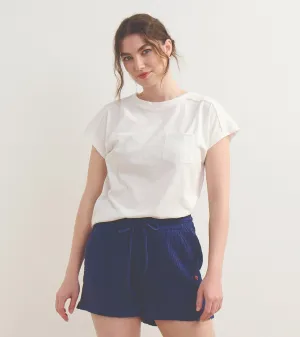 Slouchy Pocket Tee - White -Hatley