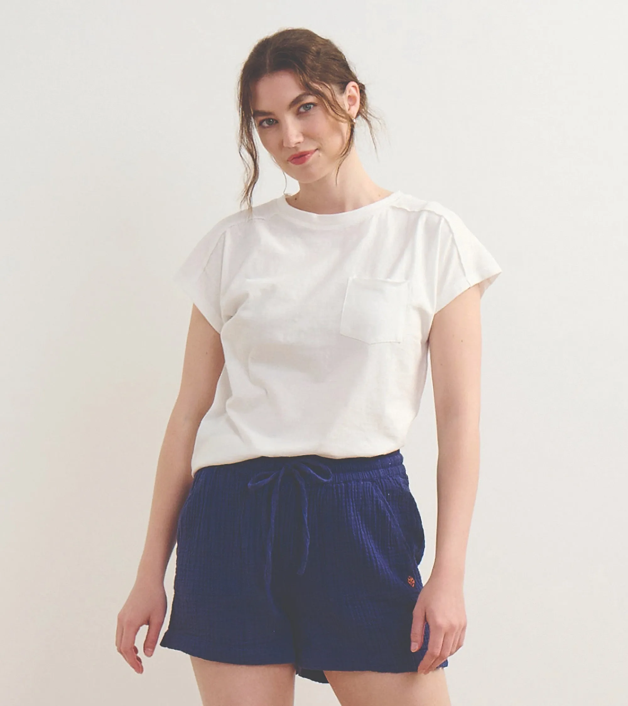 Slouchy Pocket Tee - White -Hatley