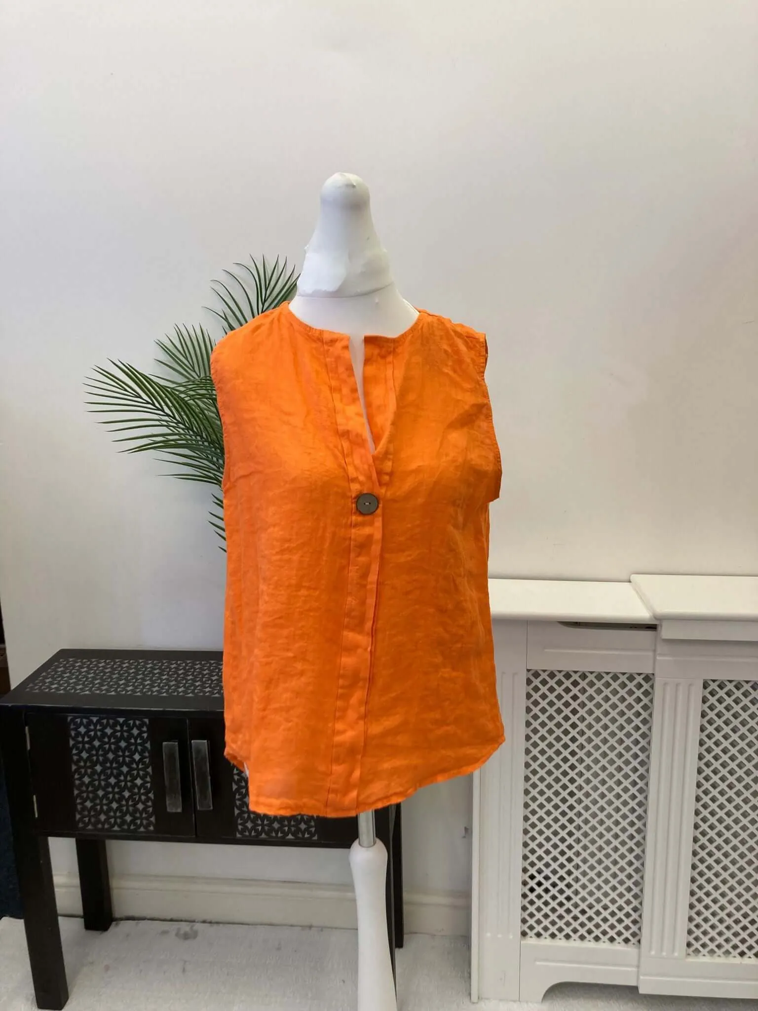 Sophia Linen V Neck Dipped Back Vest Top