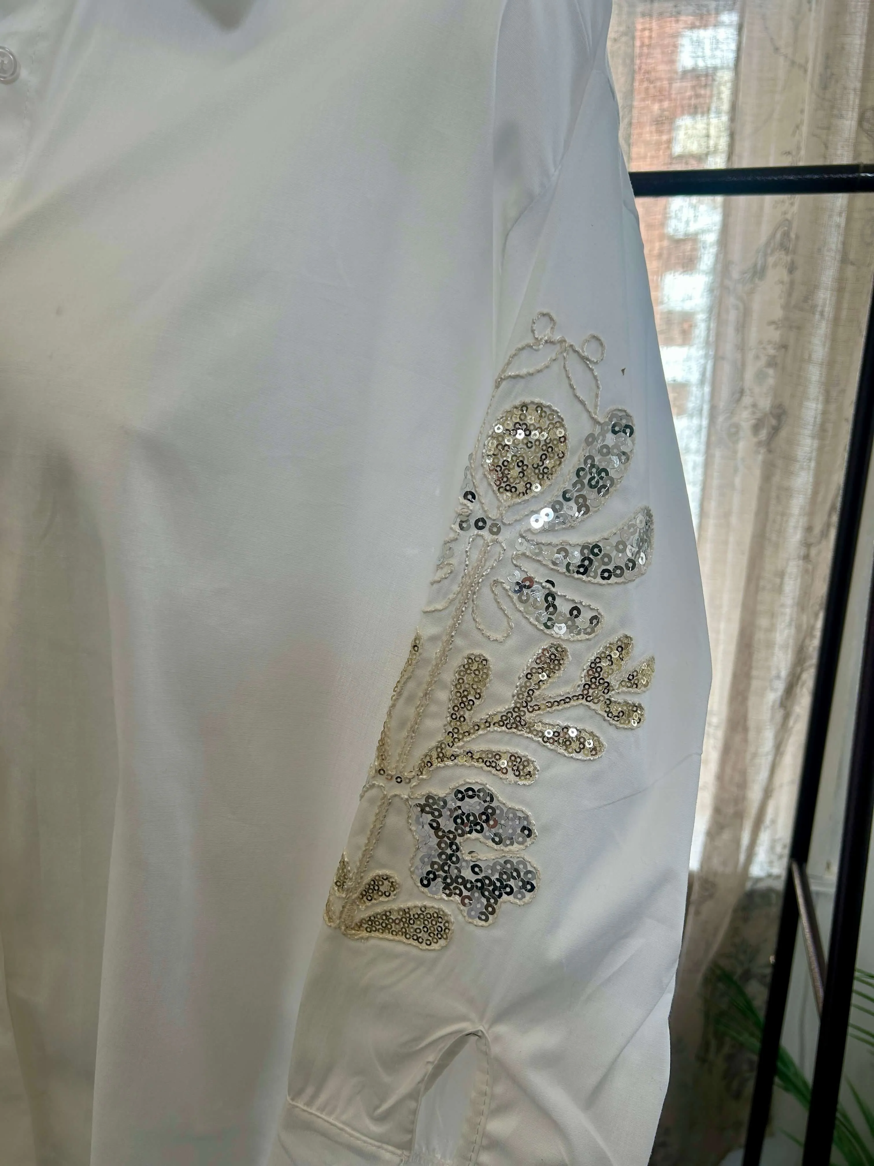 Sparkle Embroidered Sleeve Shirt
