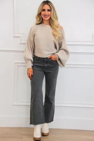Staple Moment Boat Neck Balloon Sleeve Sweater: Mocha