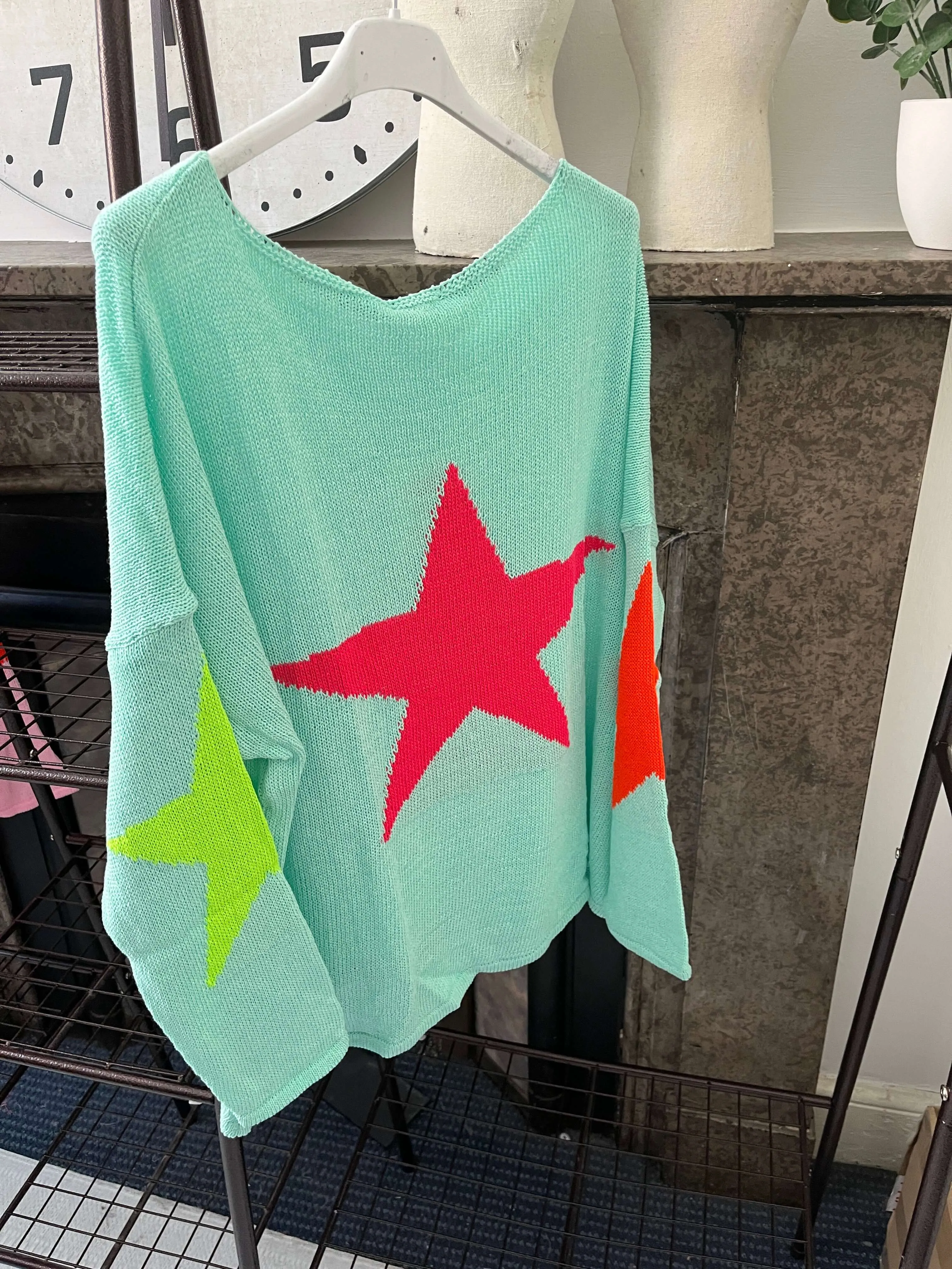 Star Back Lightweight Knit Jumper - Cotton Mix