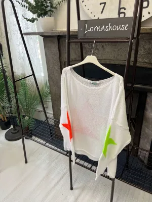 Star Back Lightweight Knit Jumper - Cotton Mix