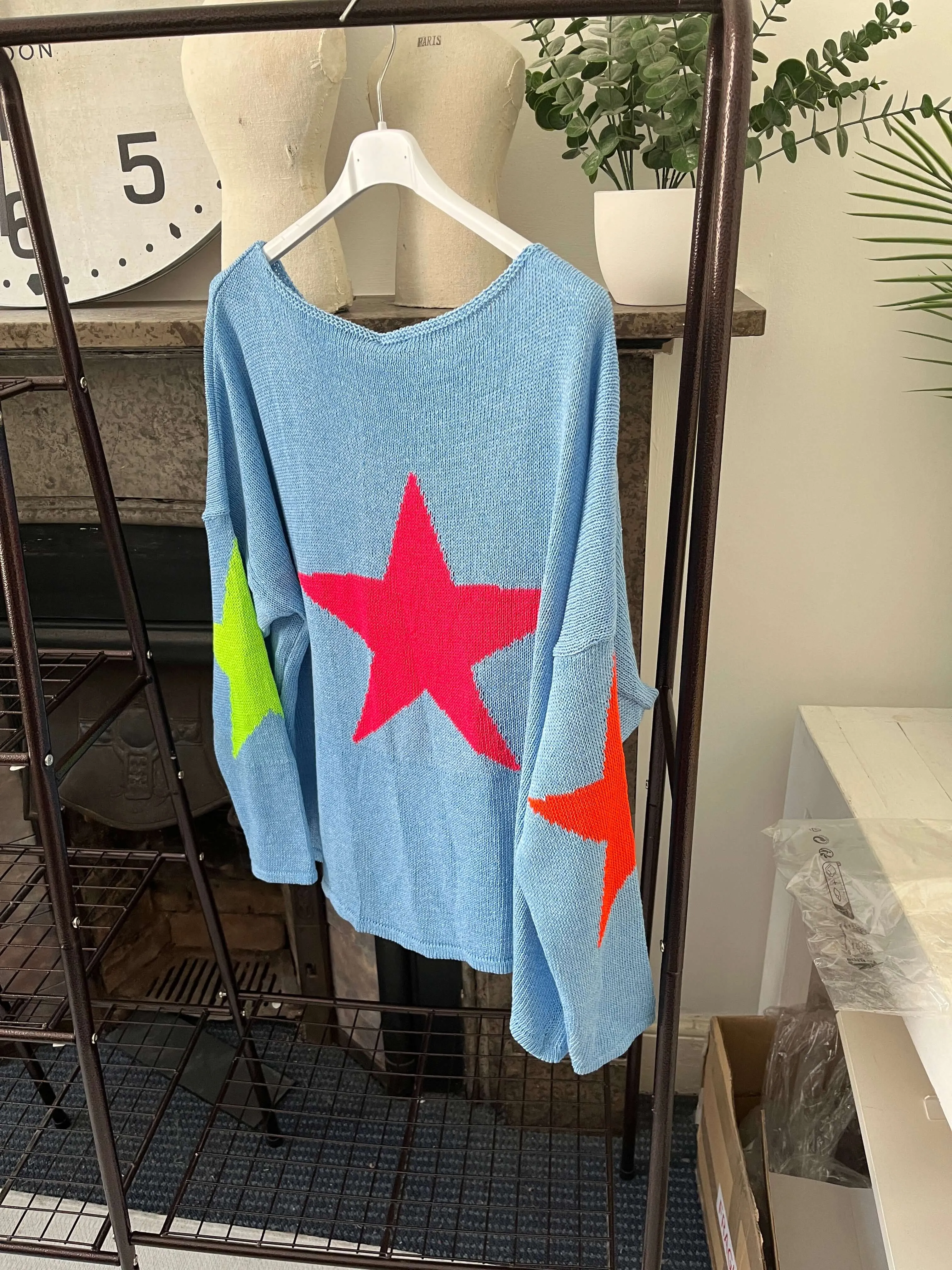 Star Back Lightweight Knit Jumper - Cotton Mix