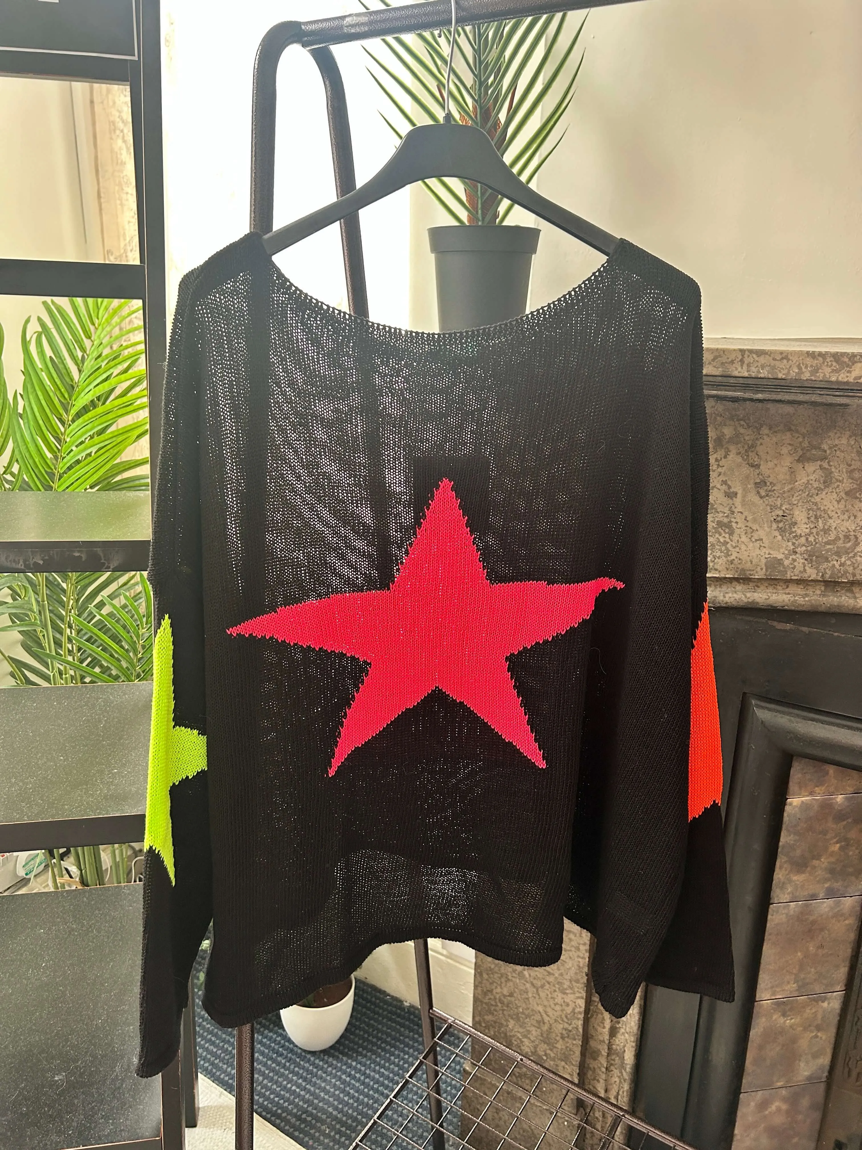 Star Back Lightweight Knit Jumper - Cotton Mix