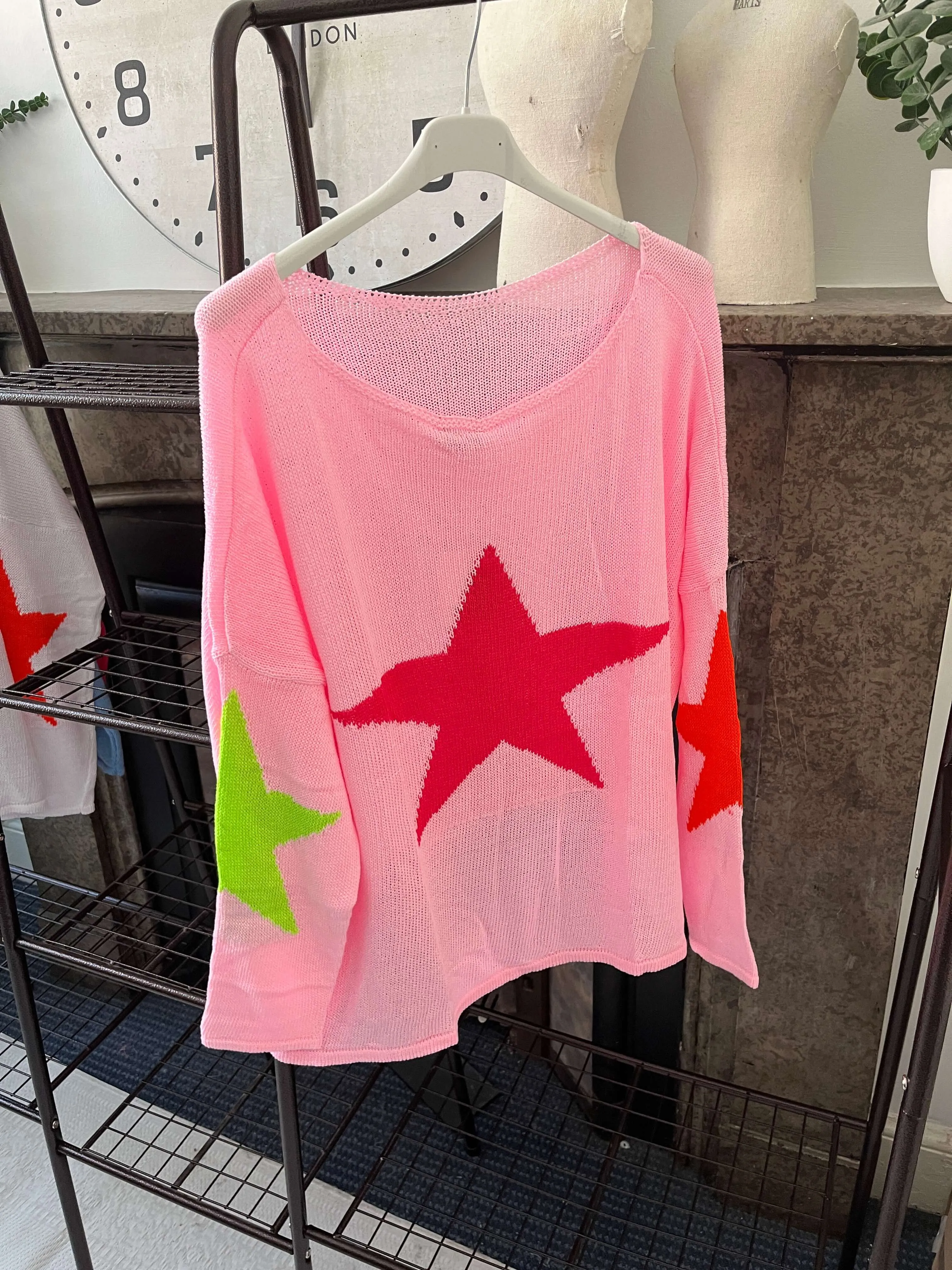 Star Back Lightweight Knit Jumper - Cotton Mix