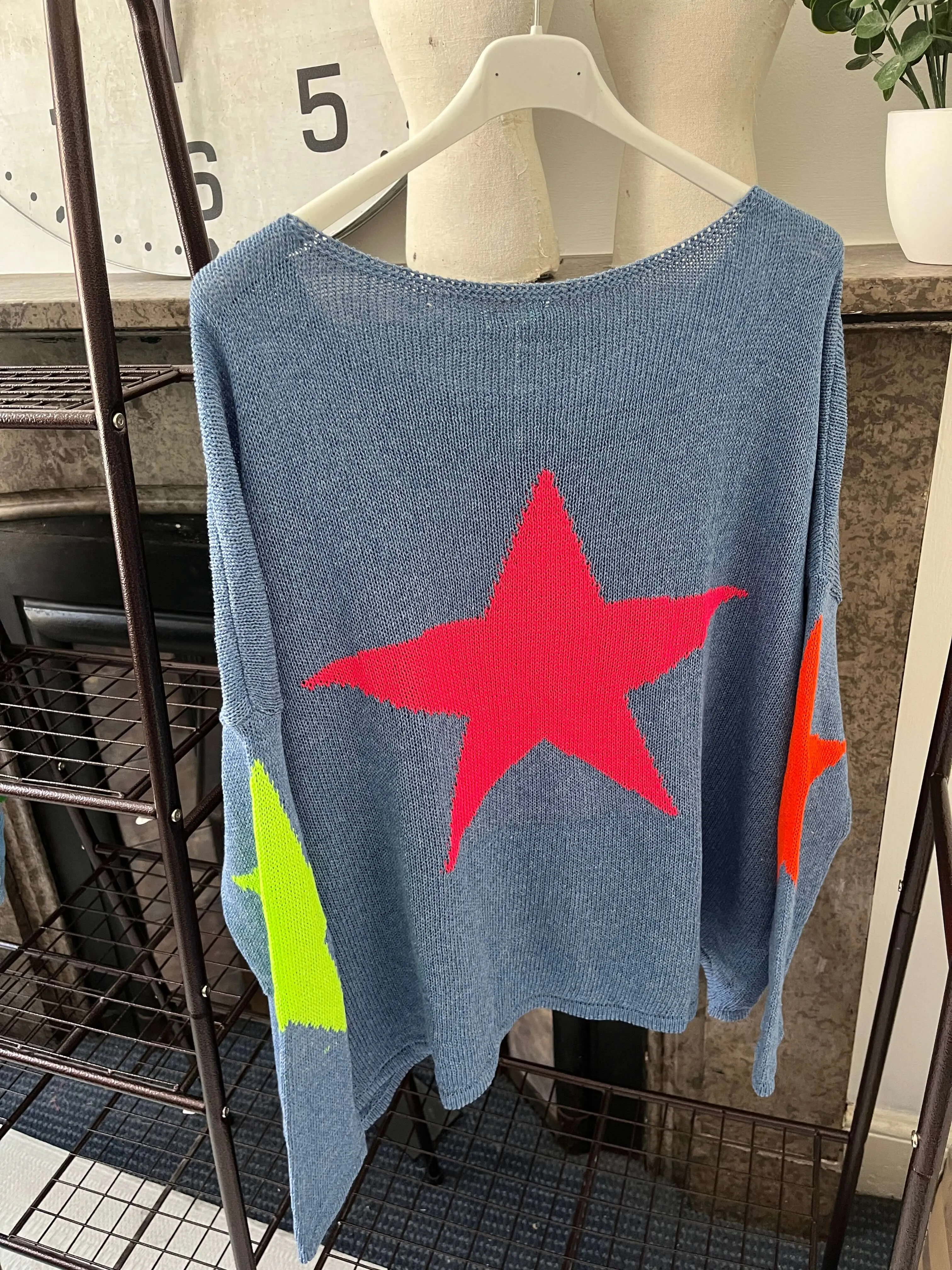 Star Back Lightweight Knit Jumper - Cotton Mix