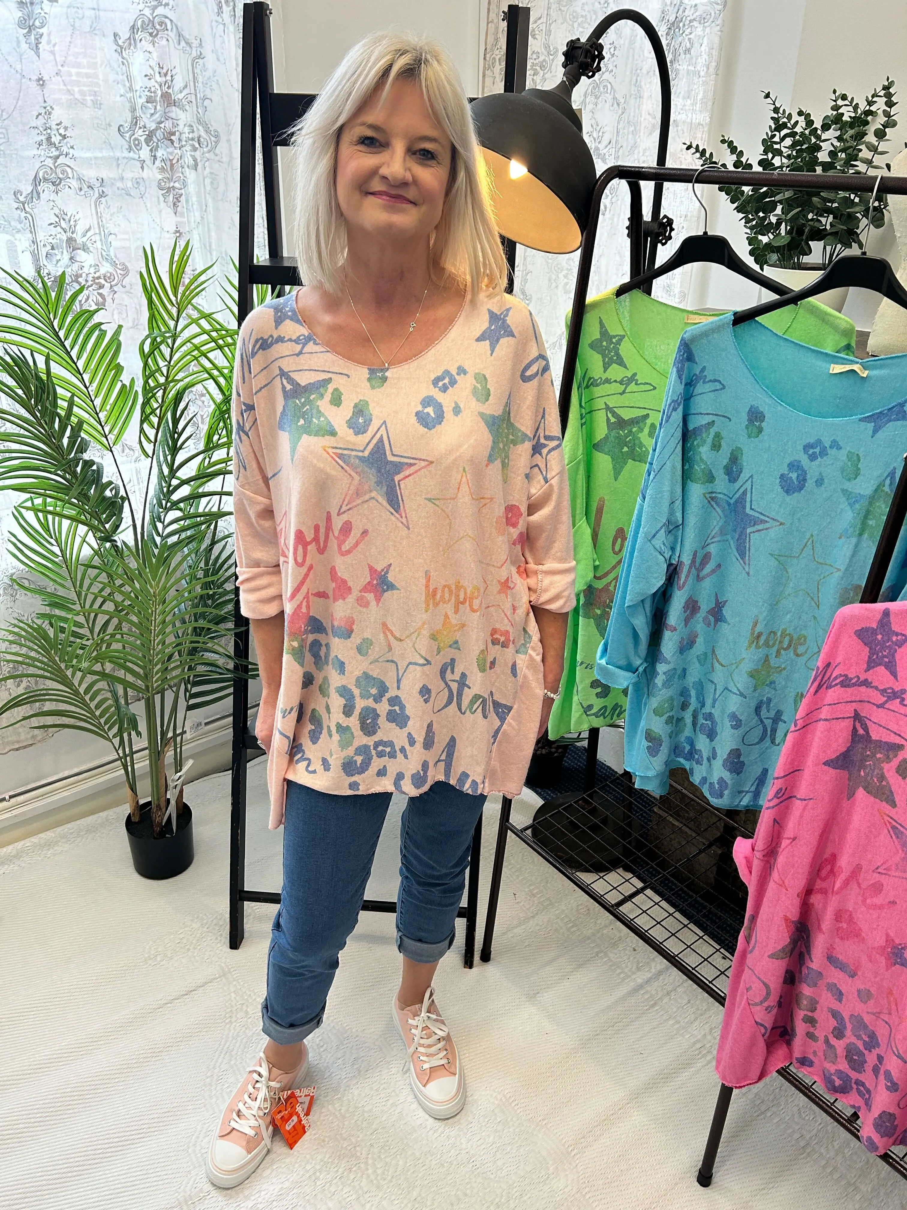 Star Print Fine Knit Super Soft Jumper