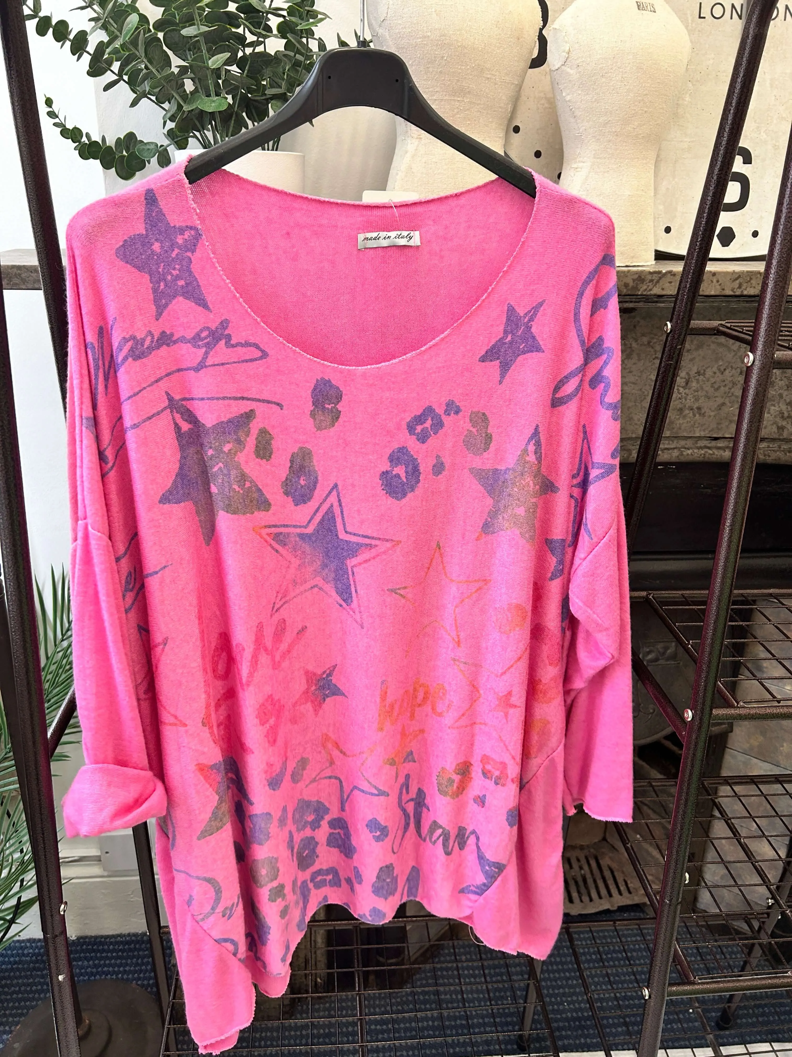 Star Print Fine Knit Super Soft Jumper