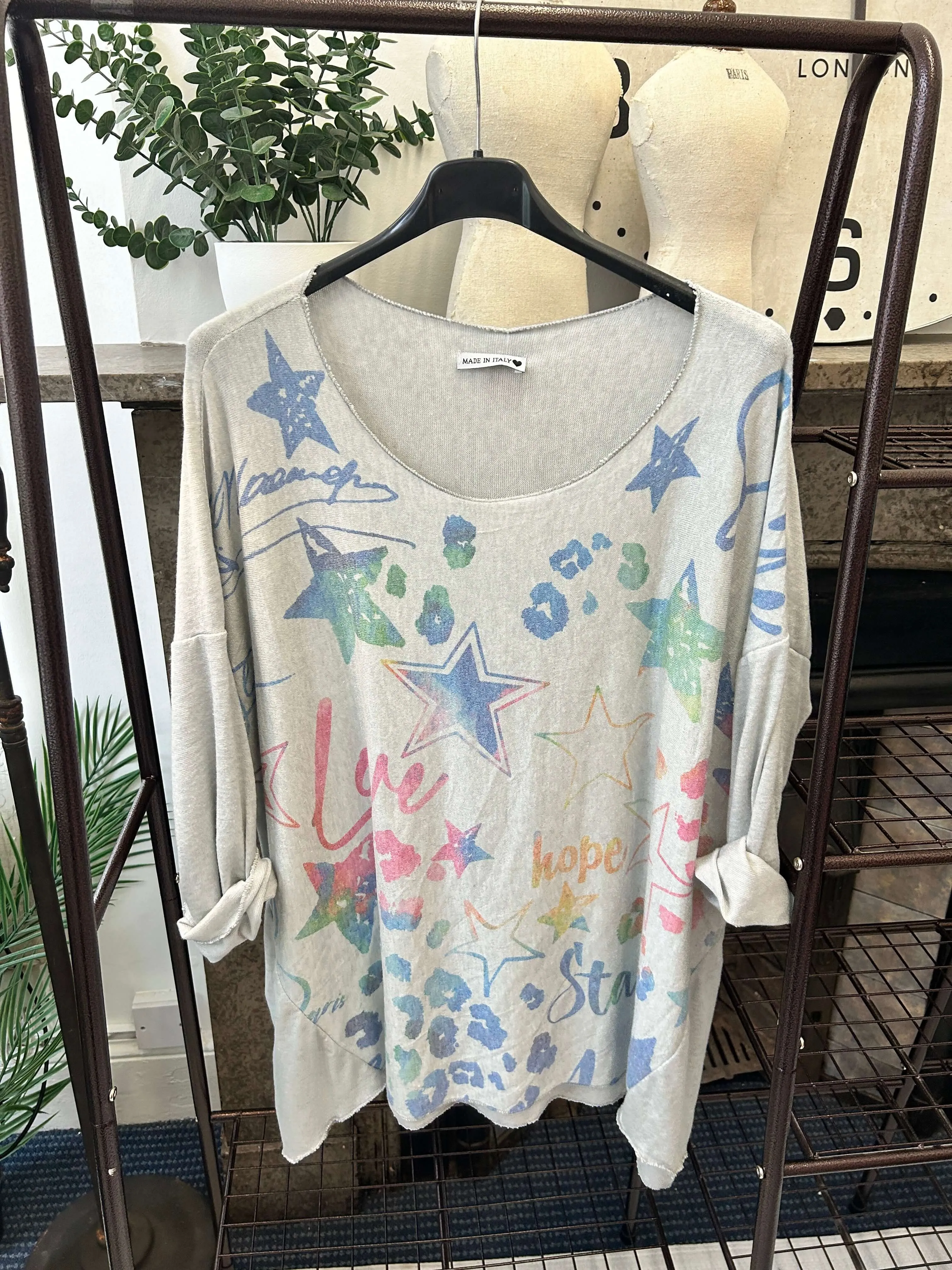 Star Print Fine Knit Super Soft Jumper