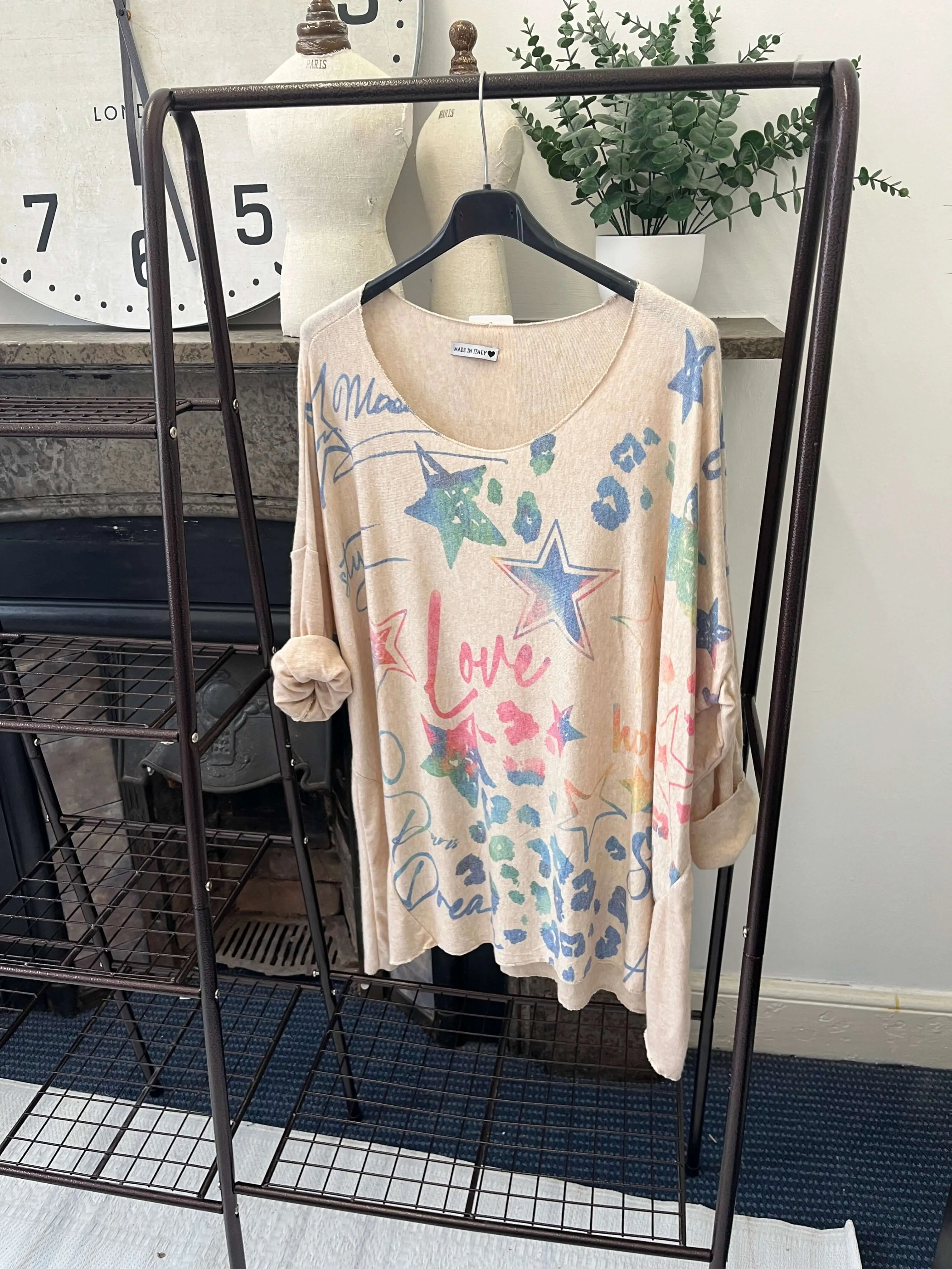 Star Print Fine Knit Super Soft Jumper
