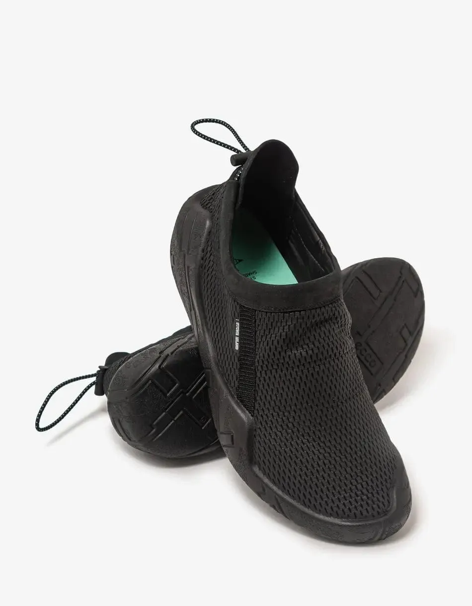 Stone Island Shadow Project Black Moc Debossed Leather & Mesh Trainers