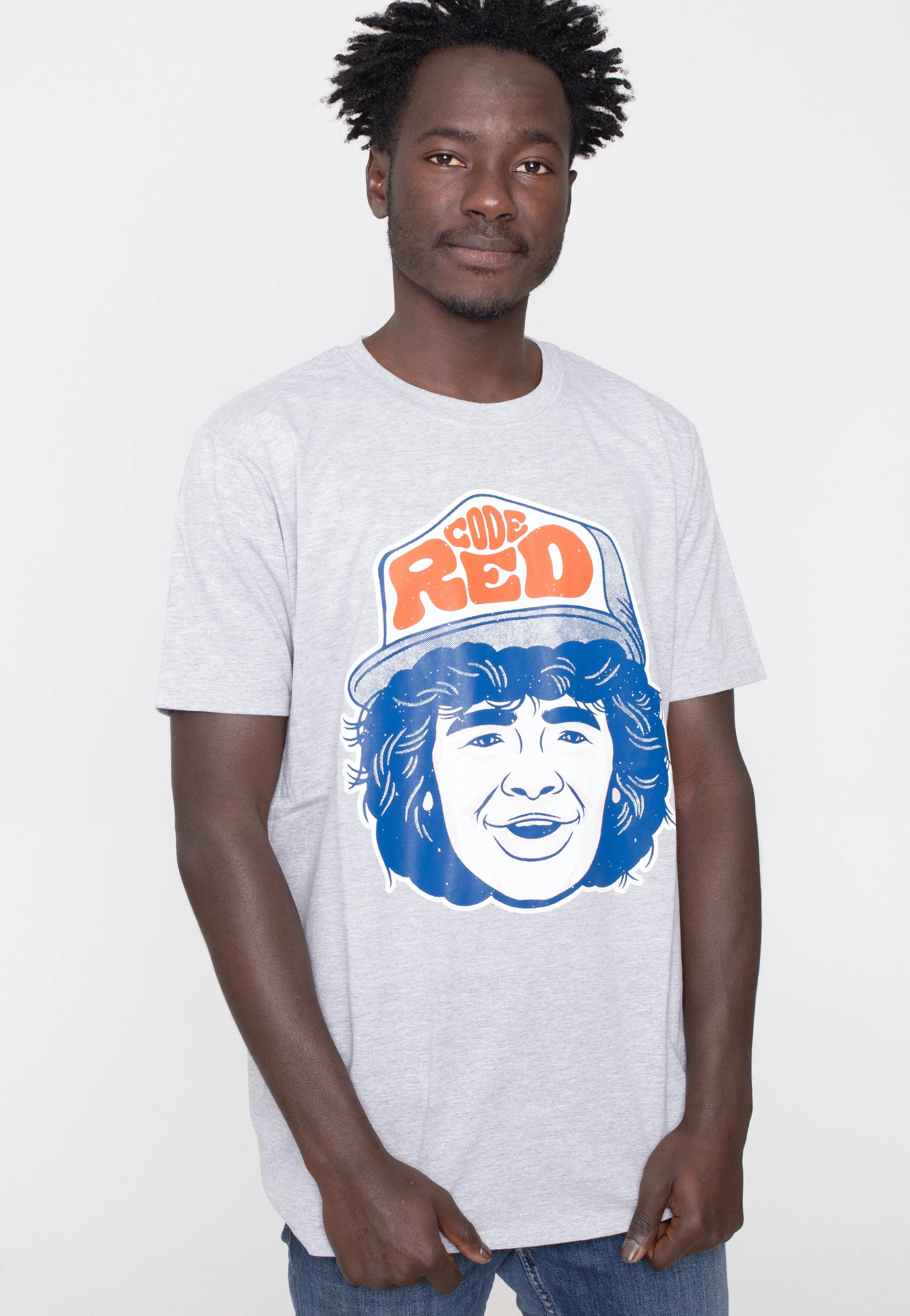 Stranger Things - Dustin Code Red Heather Grey - T-Shirt