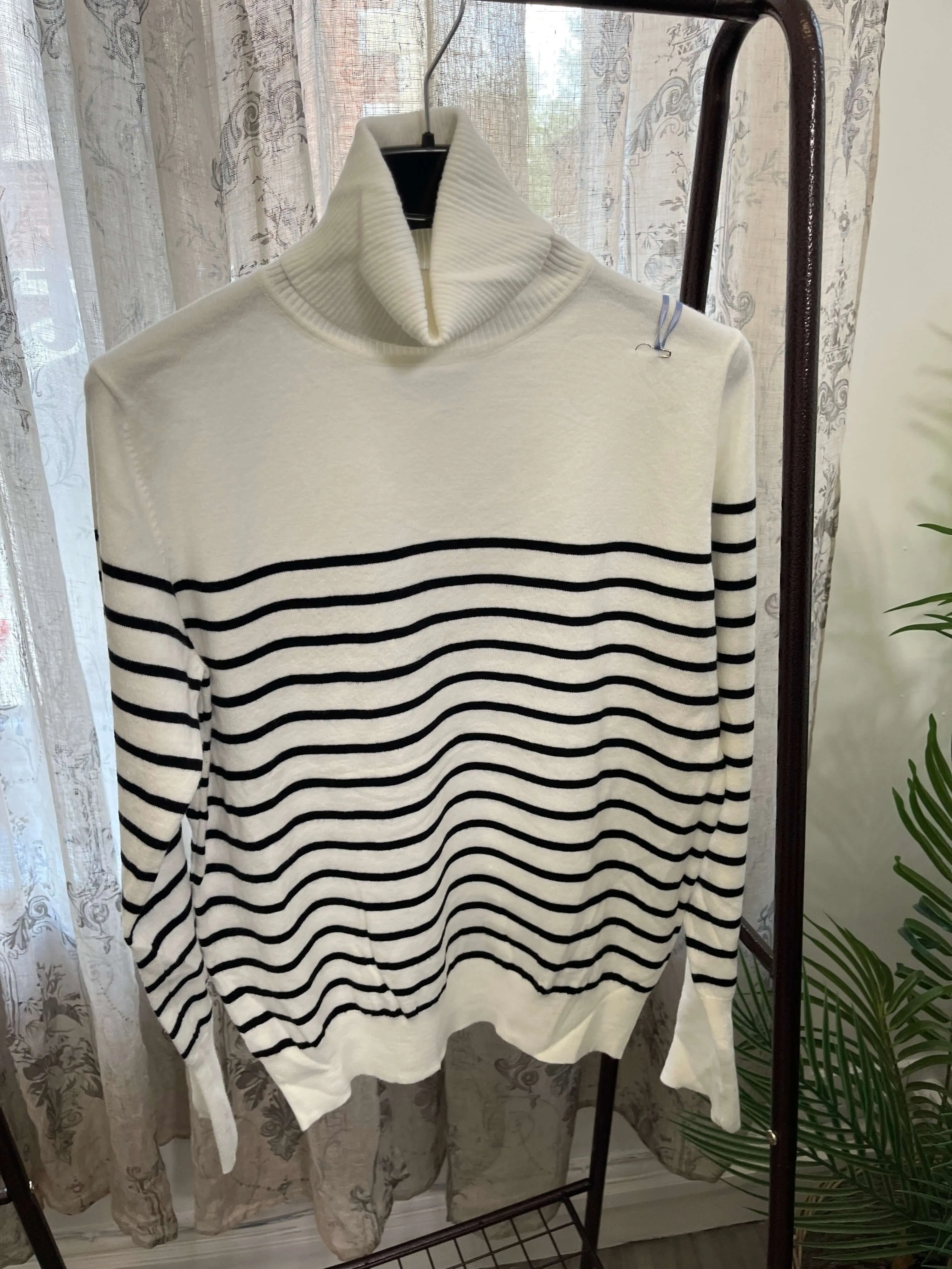 Stripe Neat Fit Ladies Polo Neck Jumper