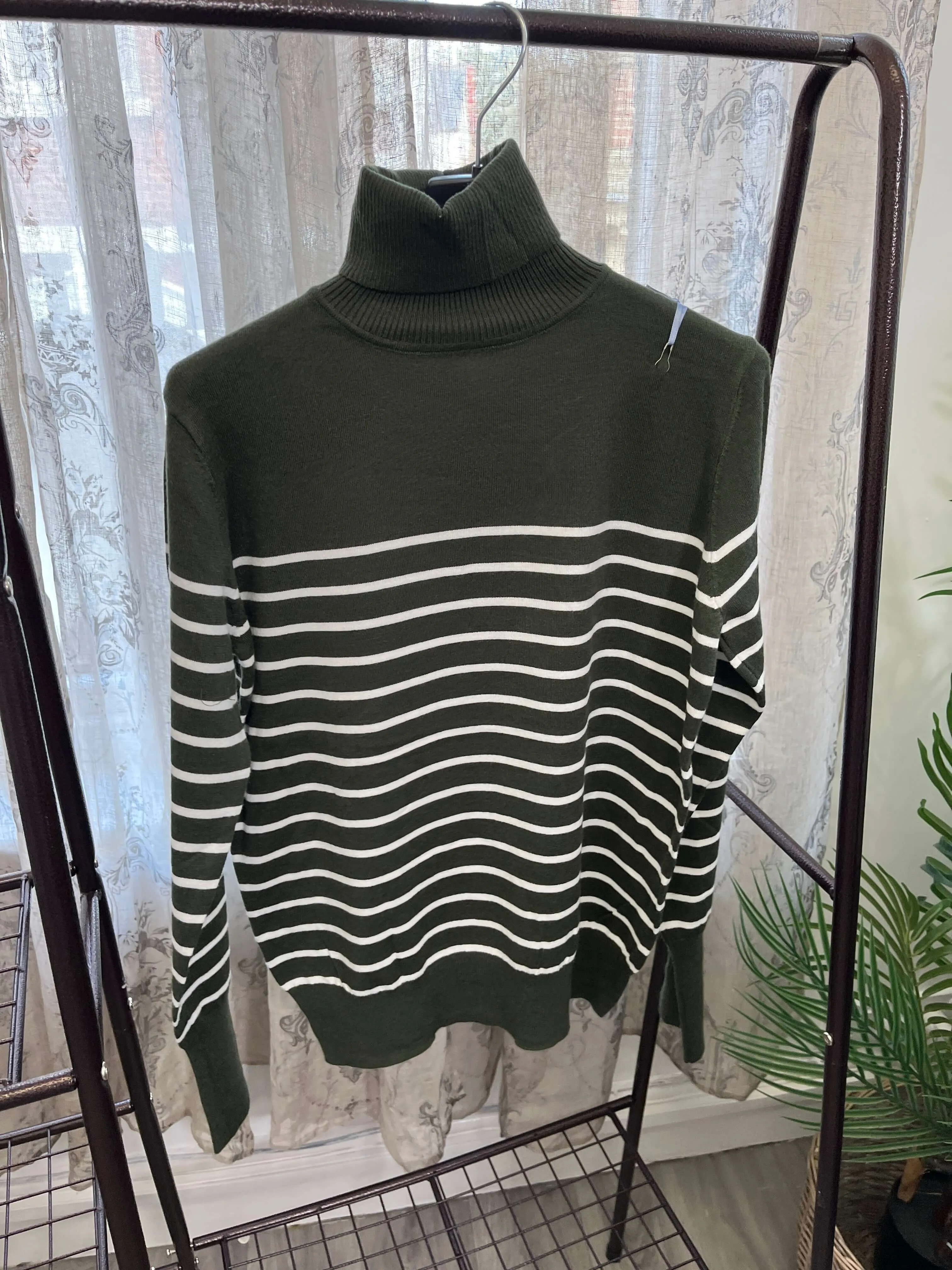 Stripe Neat Fit Ladies Polo Neck Jumper