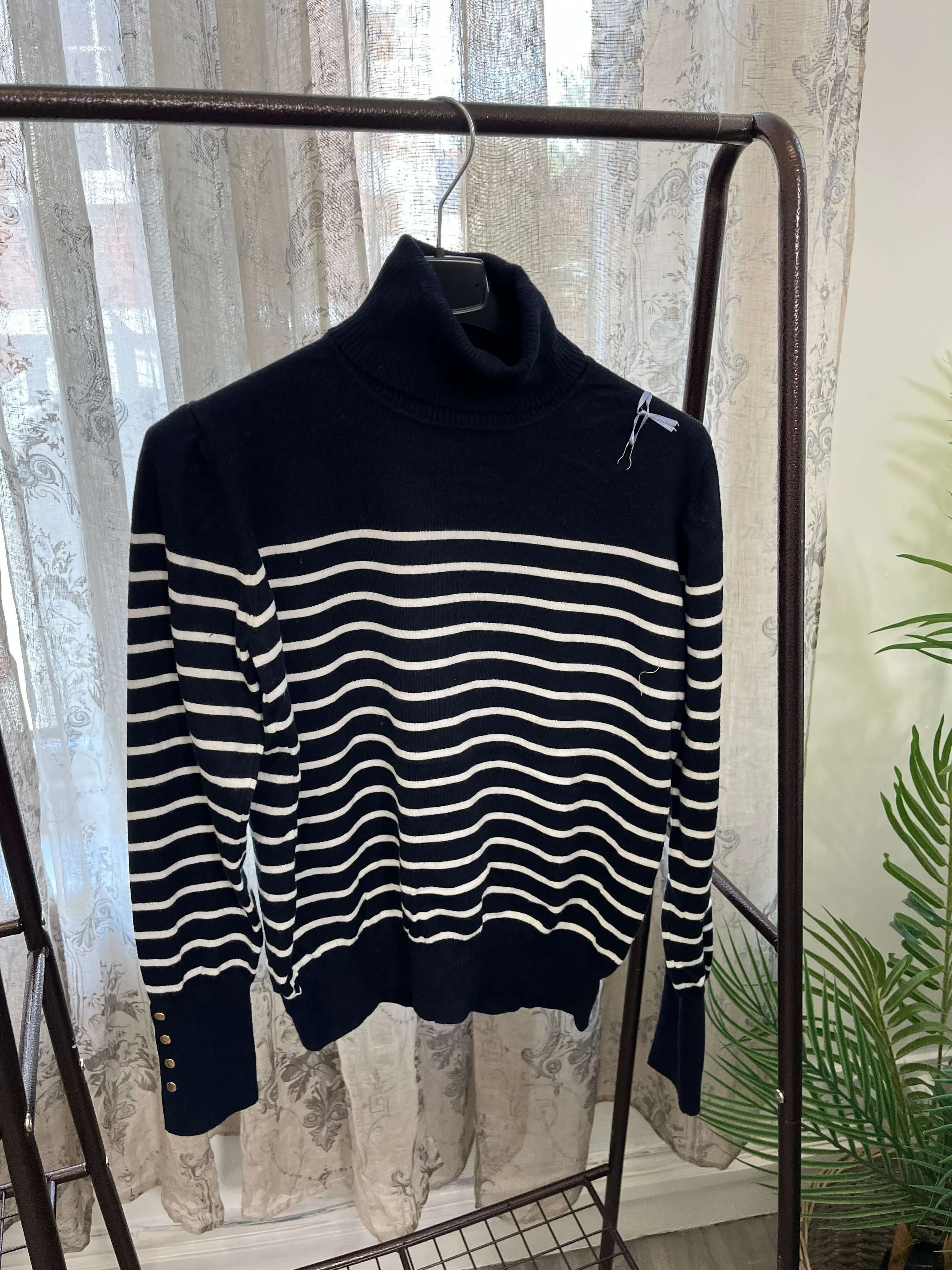 Stripe Neat Fit Ladies Polo Neck Jumper