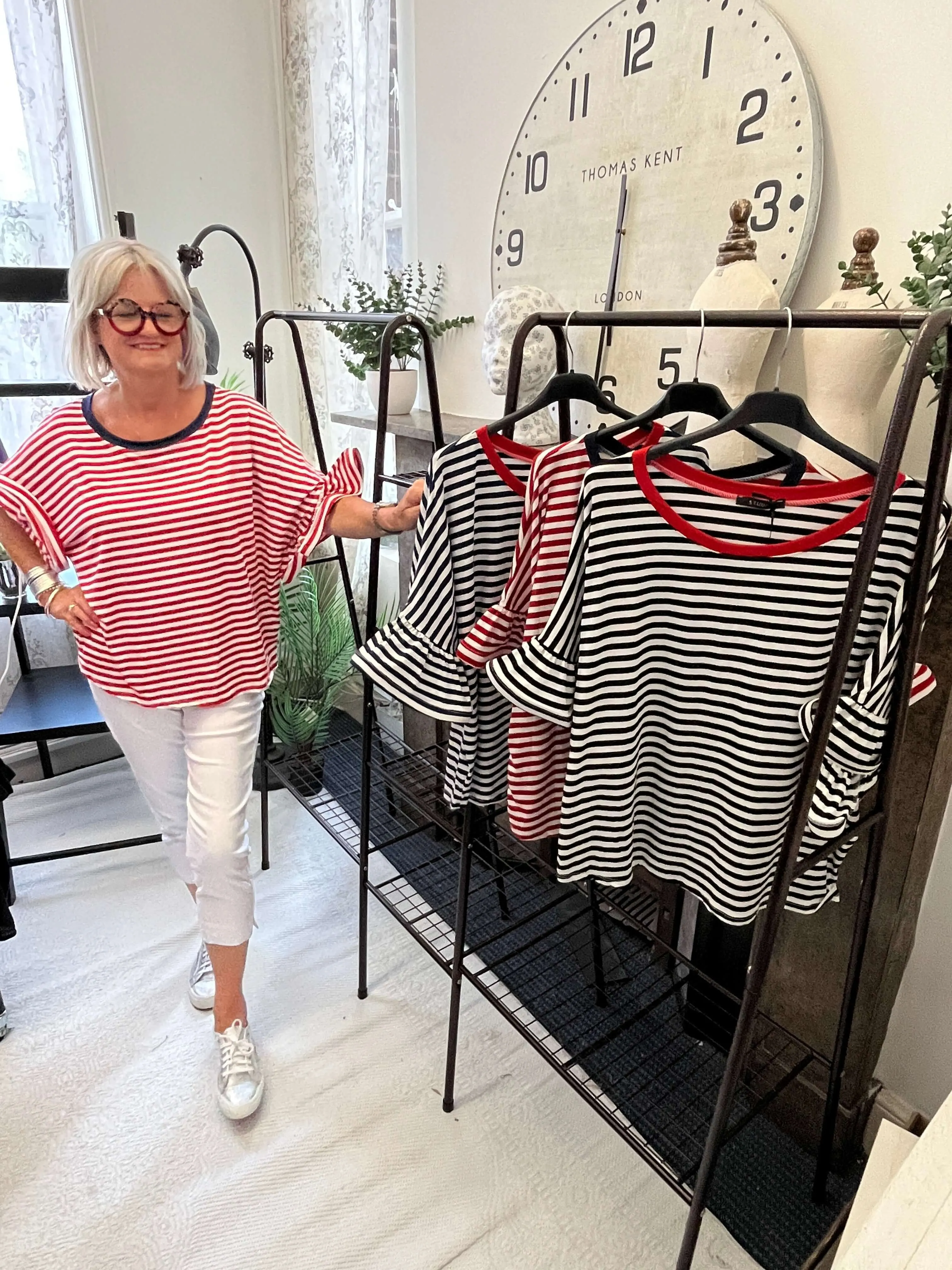 Stripey Fluted Sleeve T-Shirt
