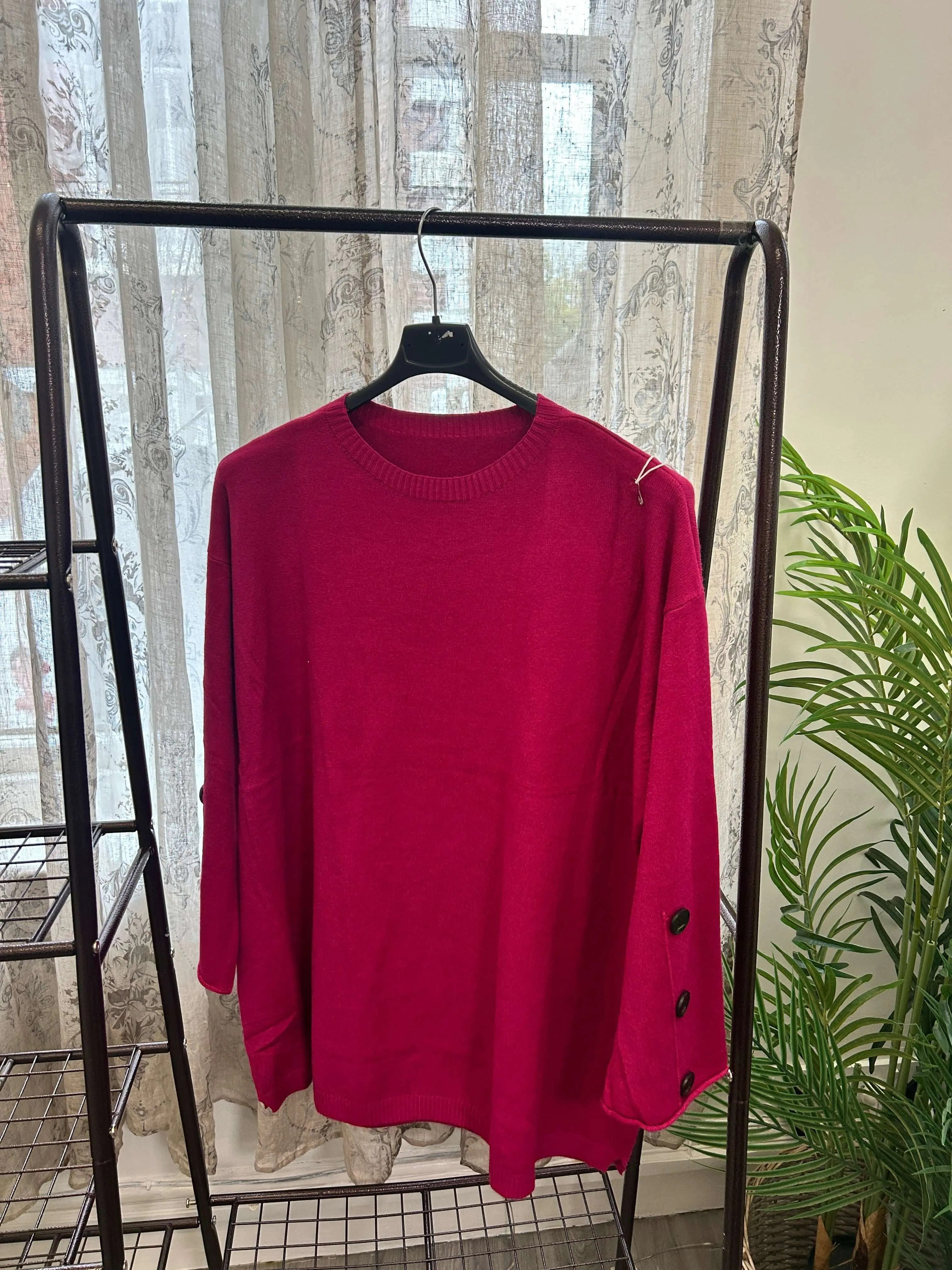 Stylish Button Sleeve Jumper