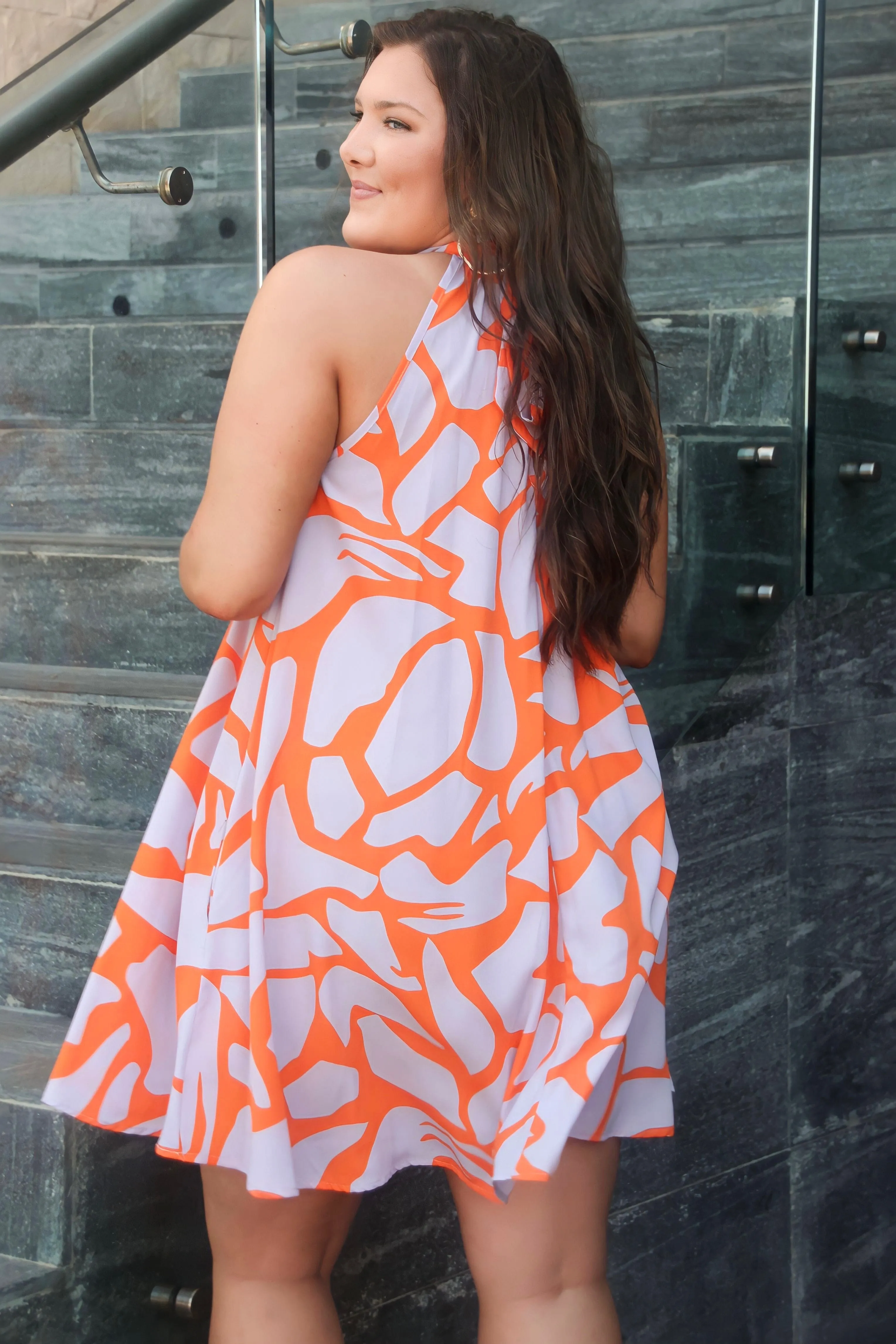 Summer Feeling High Neck Dress: Lavender/Orange