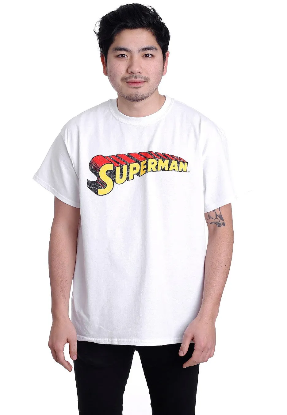 Superman - Telescopic Crackle Logo White - T-Shirt