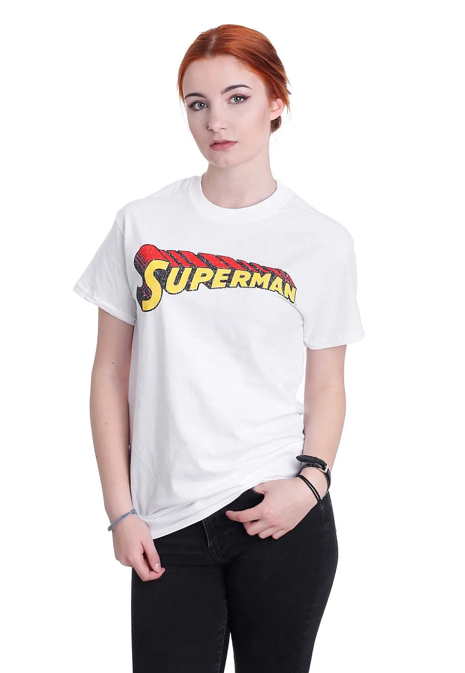 Superman - Telescopic Crackle Logo White - T-Shirt