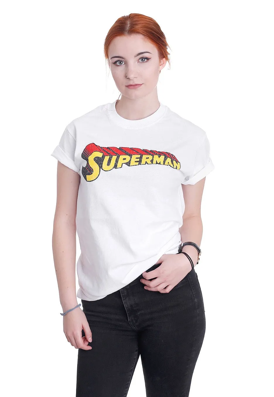 Superman - Telescopic Crackle Logo White - T-Shirt