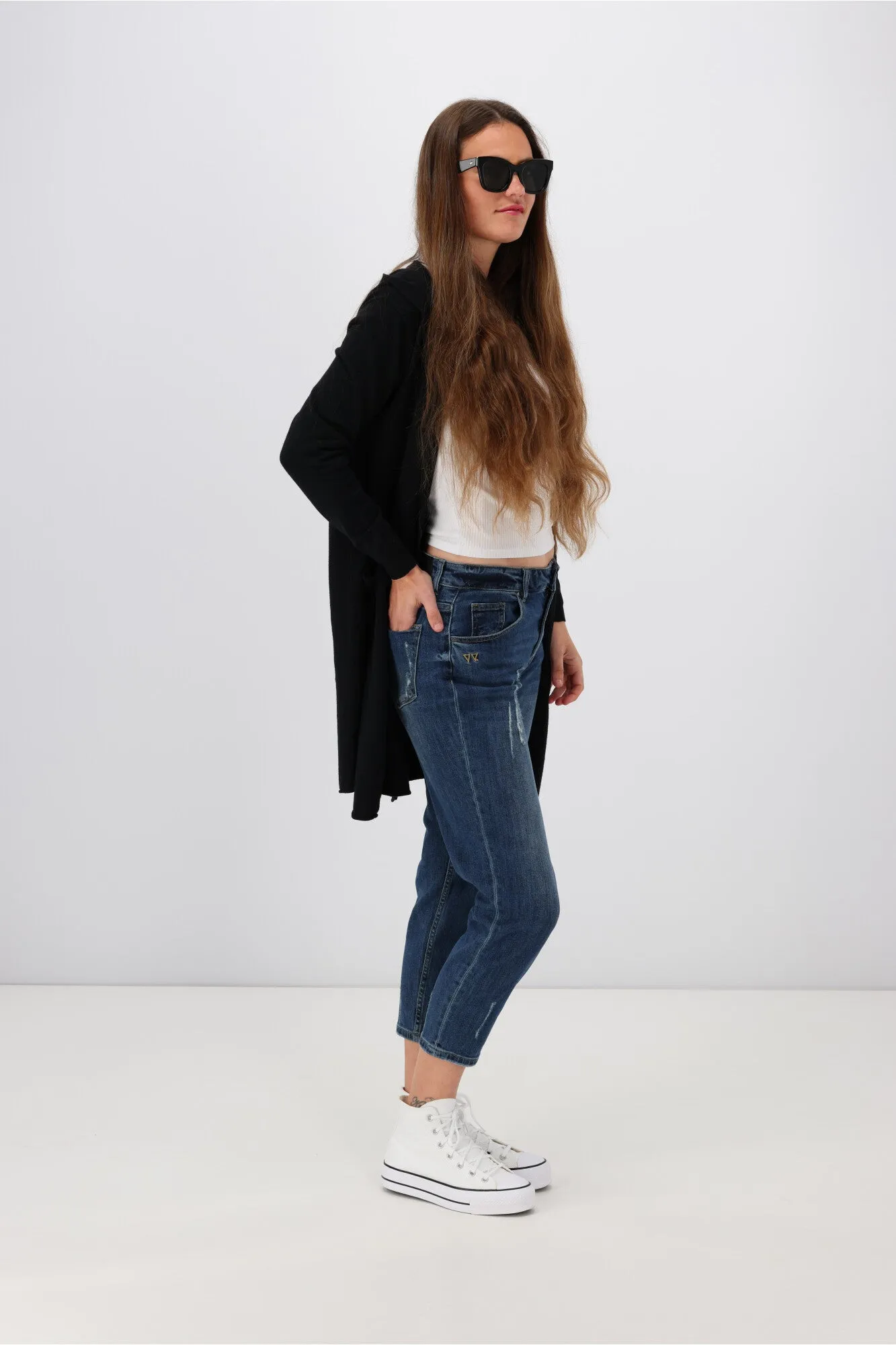 Threadz Ella Long Line Cardi Black