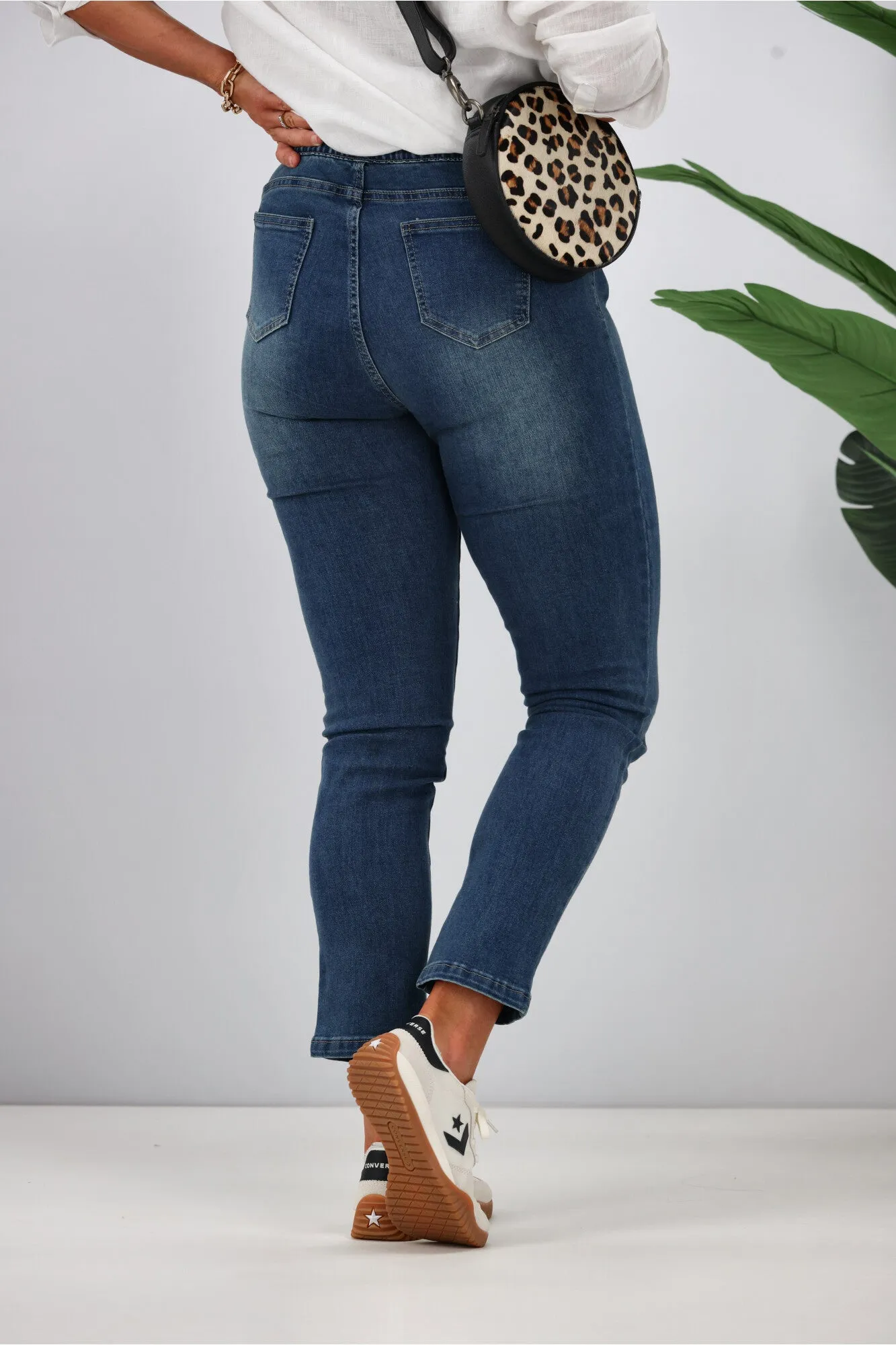 Threadz The High Rise Slim Leg Stretch Jean Blue