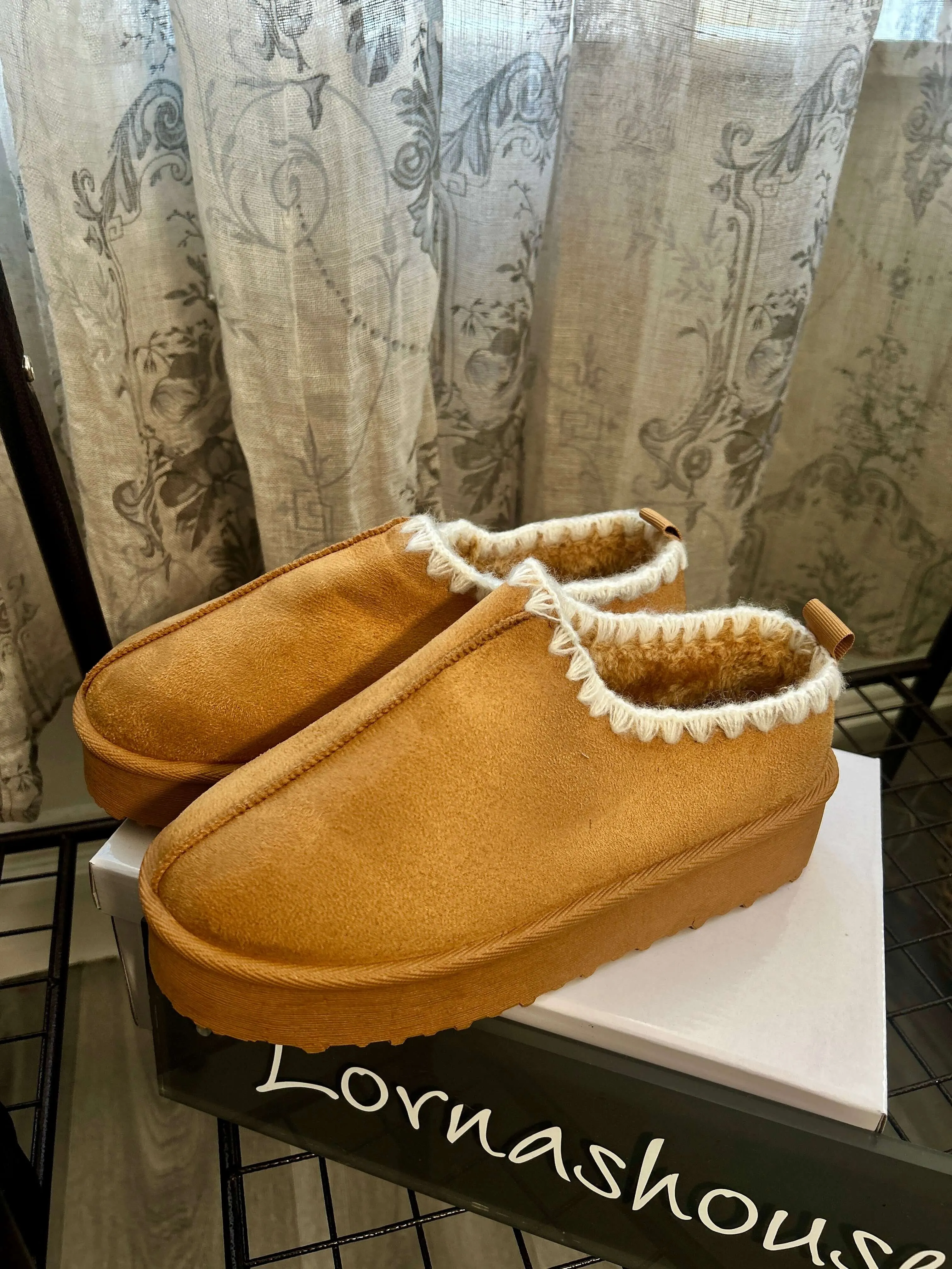 Tilly Platform Faux Suede Slip On Mule