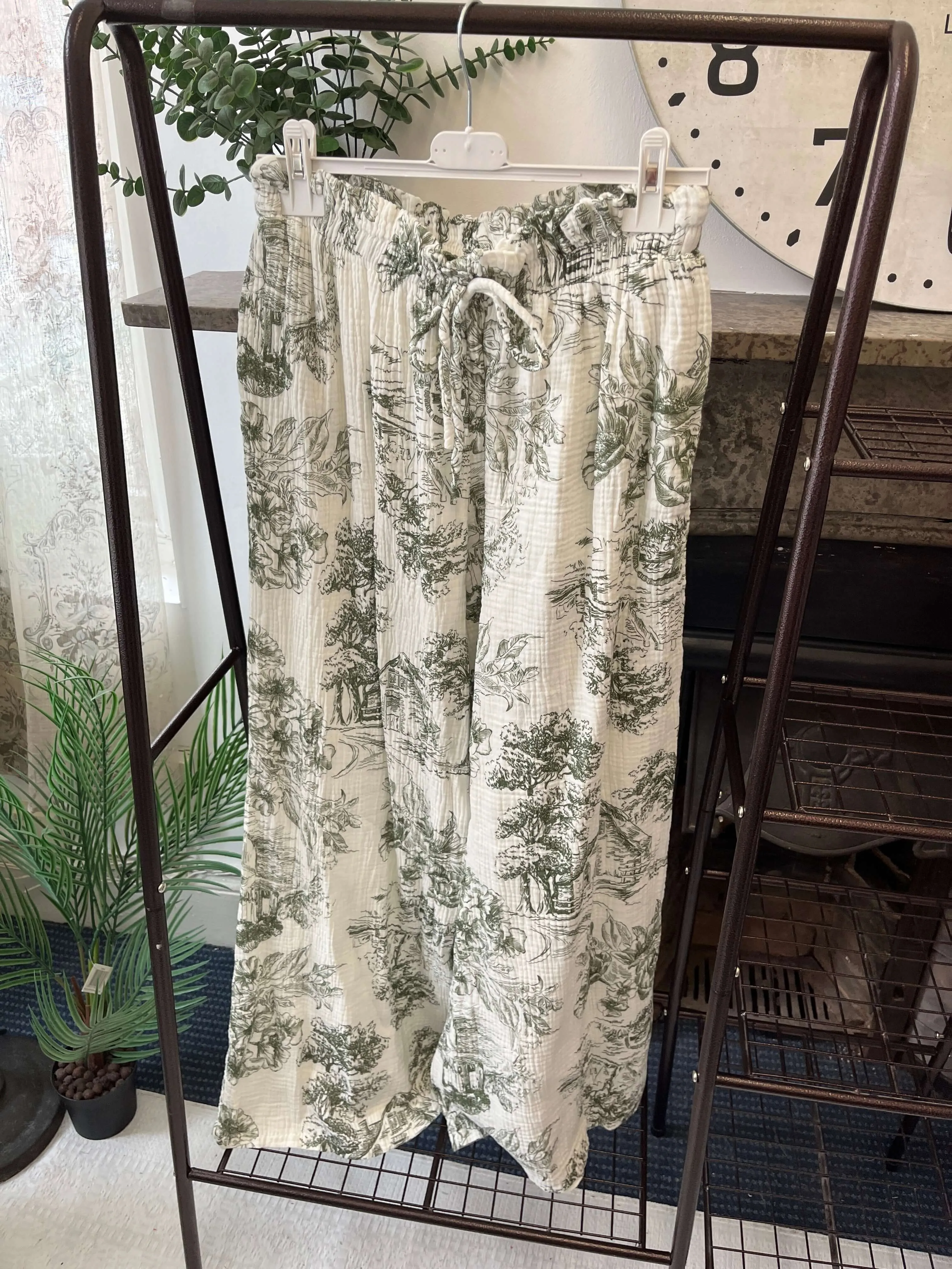 Toile Pattern Cheesecloth Trousers