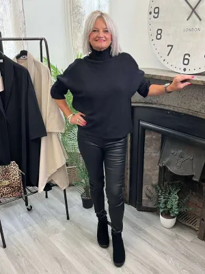 Toxik - Black Stretchy Leather Look Jeans