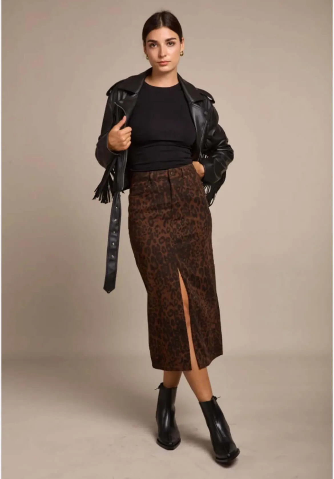 Toxik - Leopard Print Stretchy Skirt